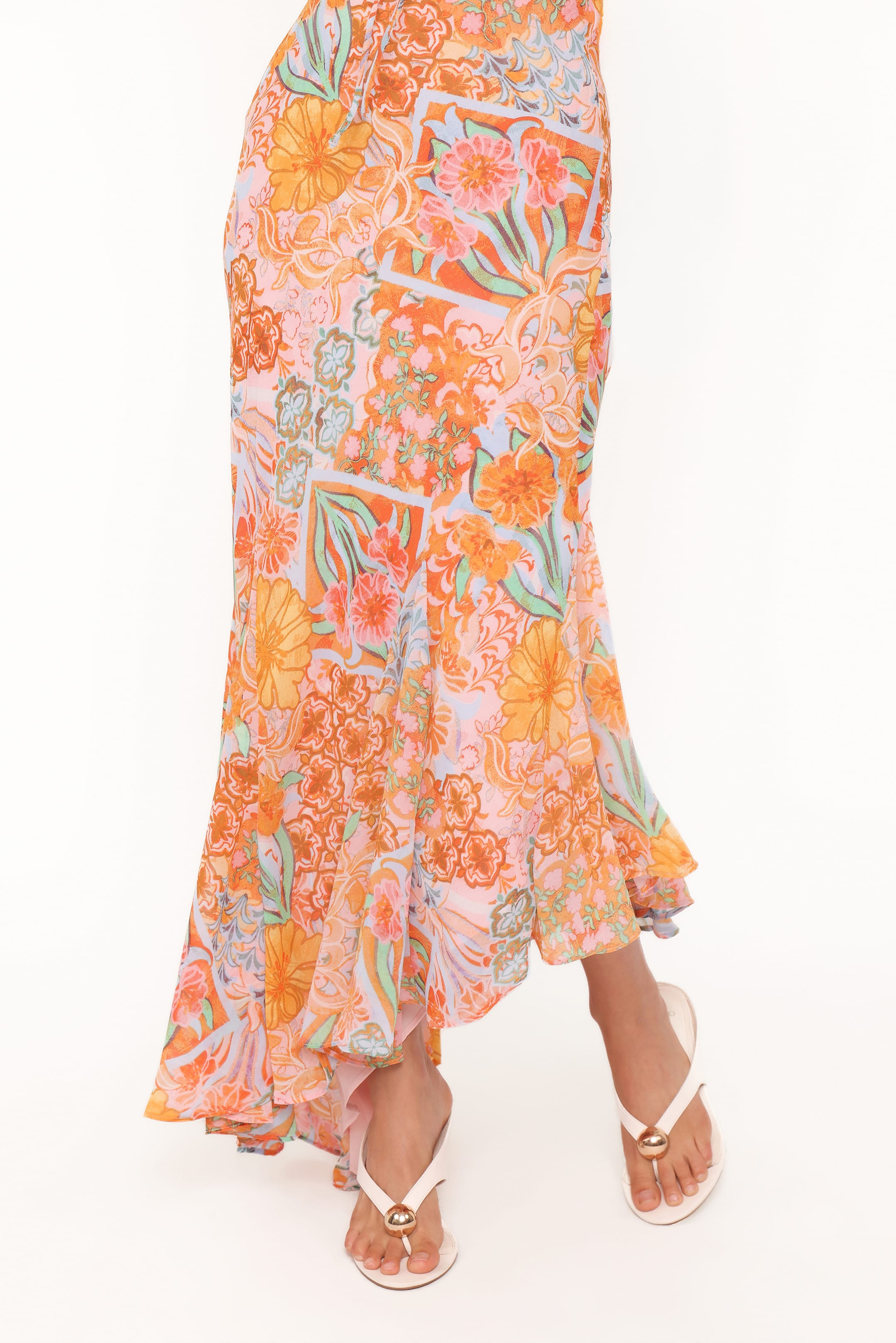 Alkira Maxi Dress - Orange Summer Garden