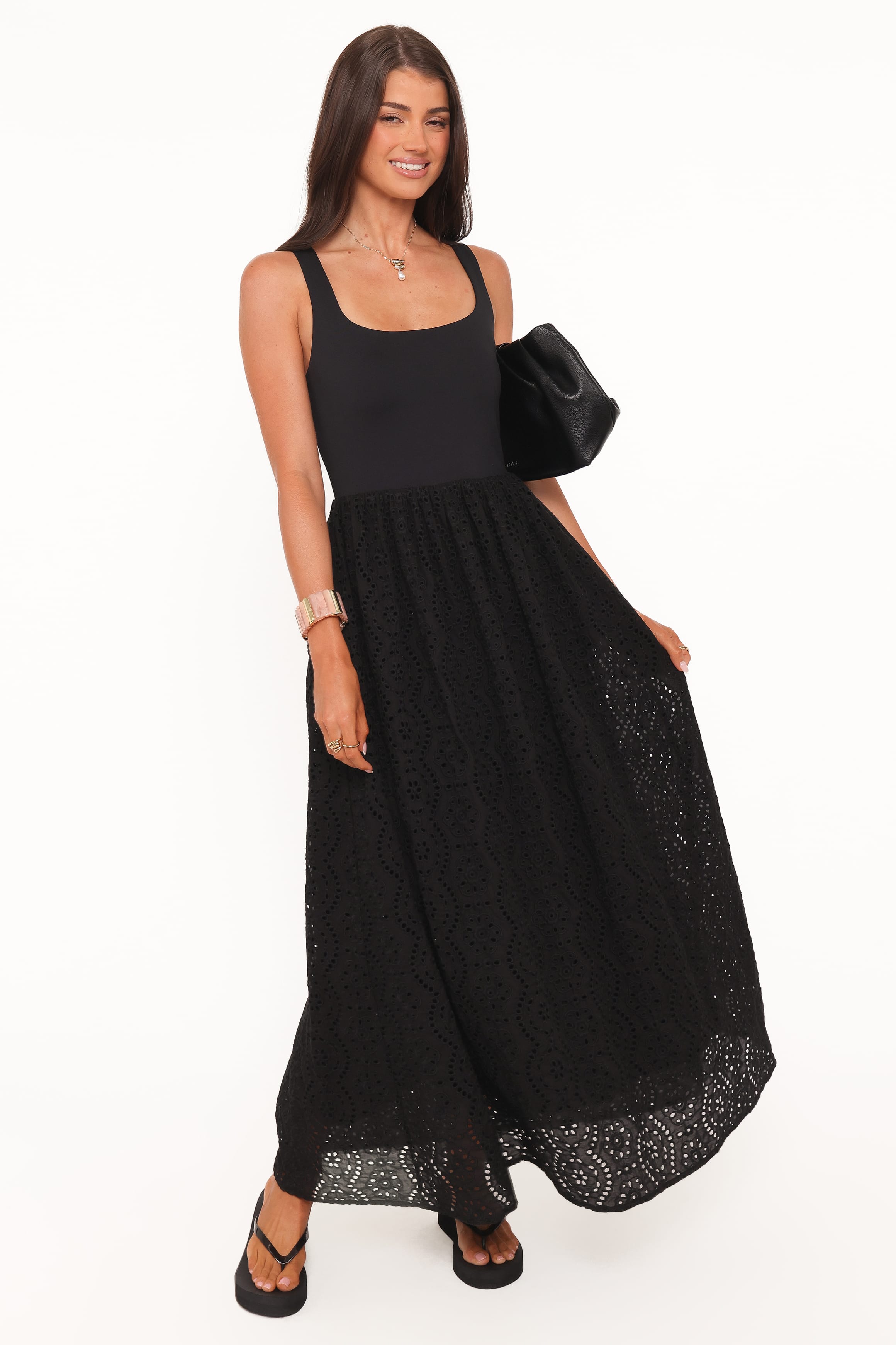 Alva Midi Dress - Black Broderie