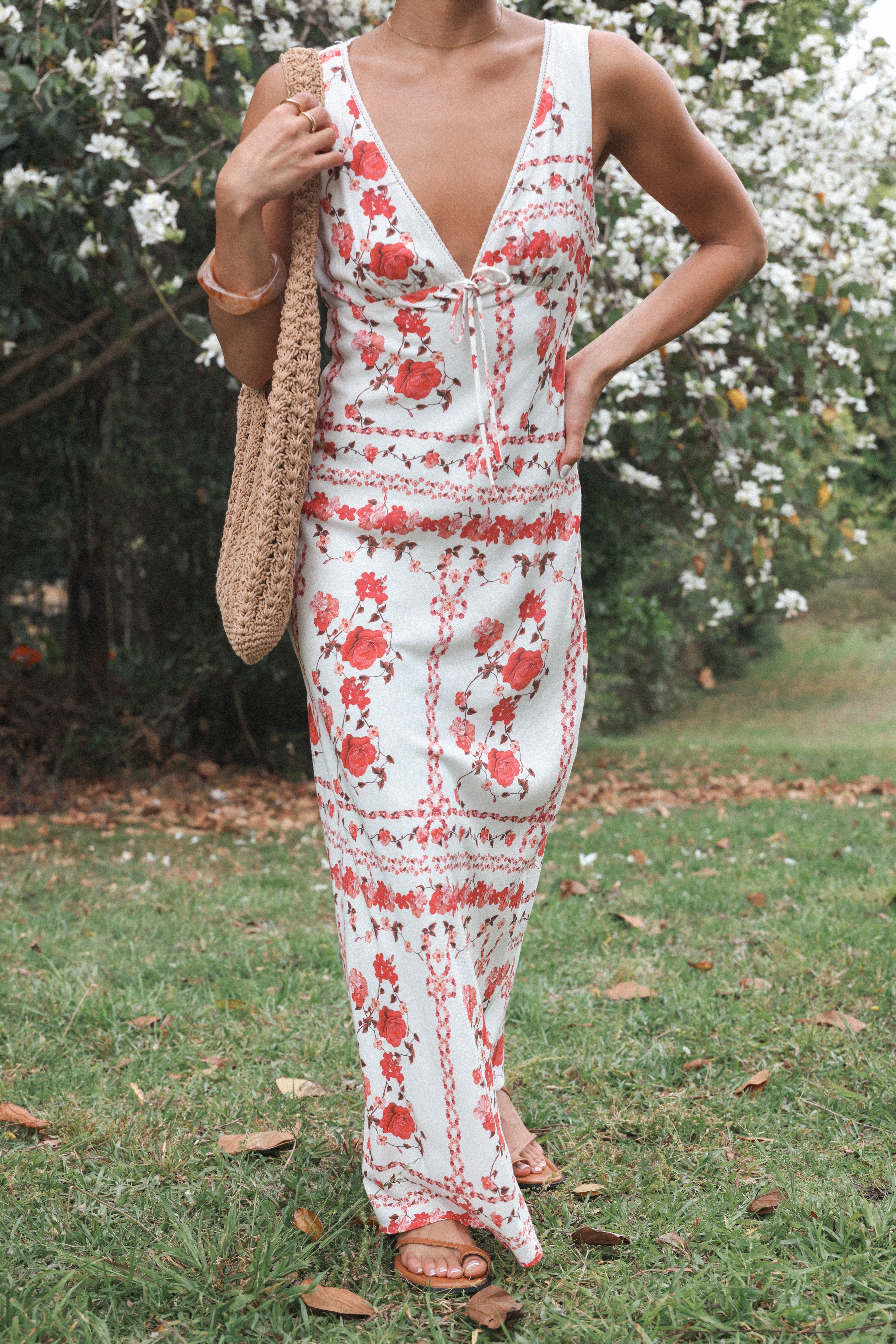 Amore Bias Cut Maxi Dress - Red Rose