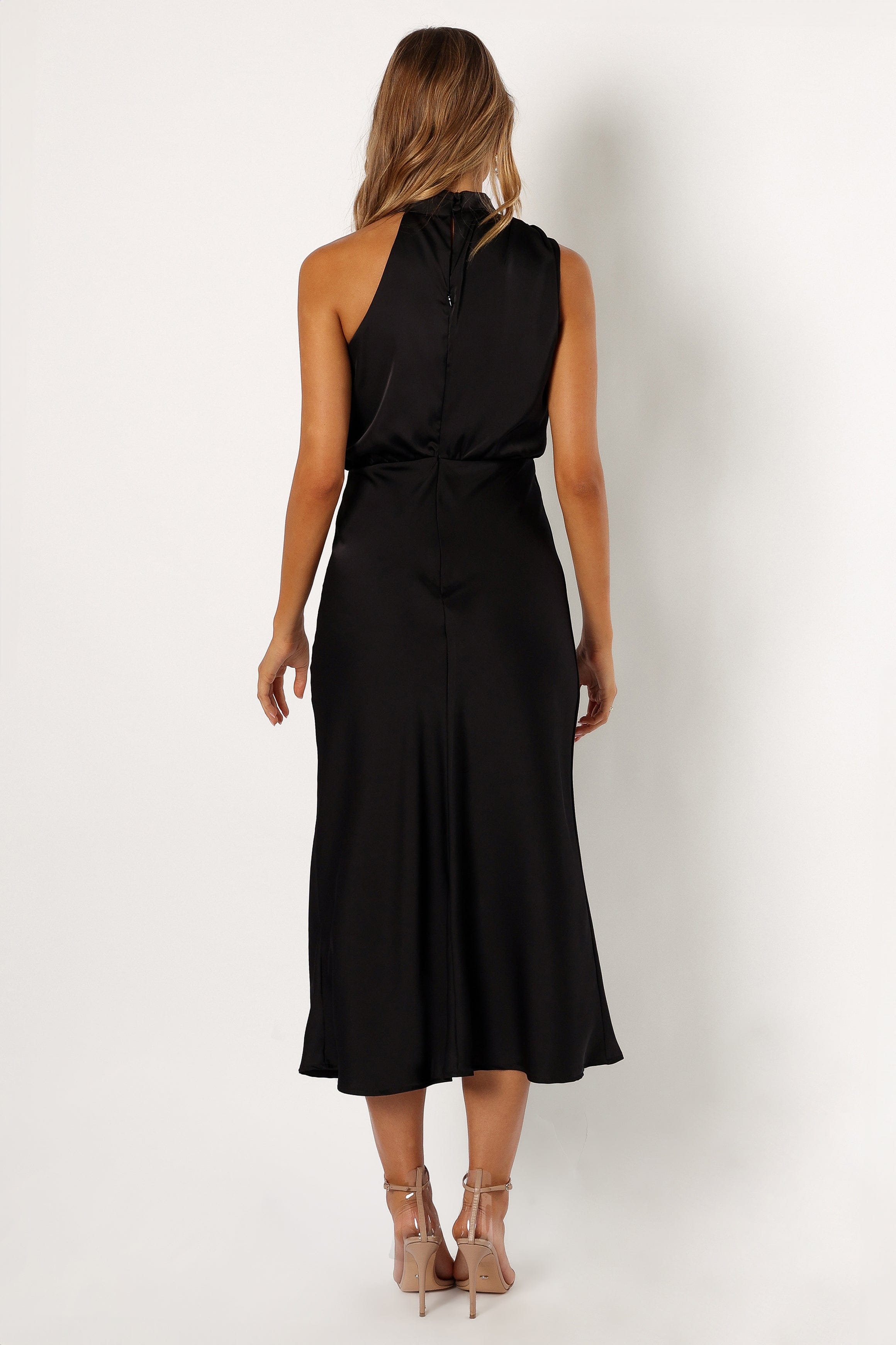 Anabelle Halter Neck Midi Dress - Black