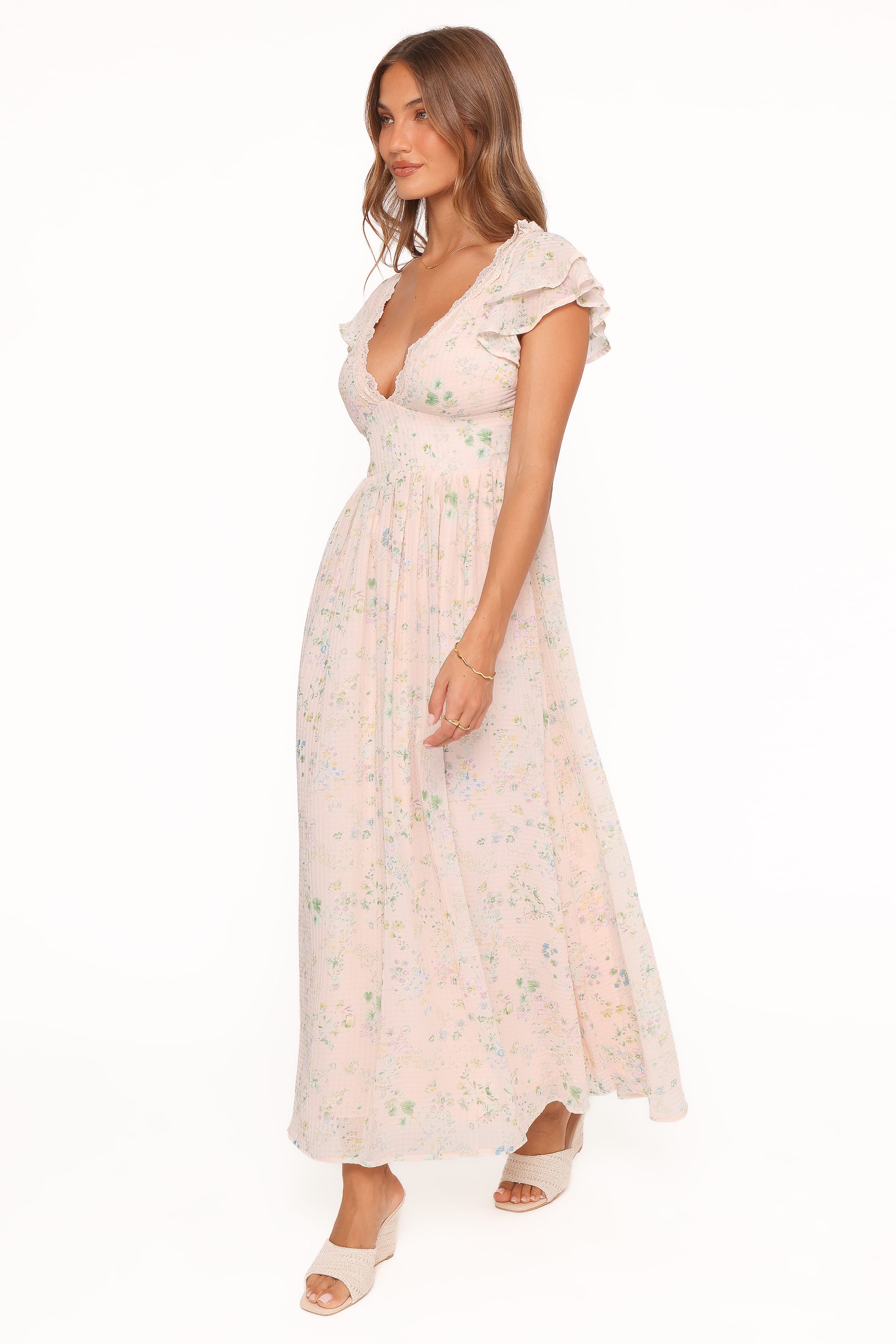 Angelica Midi Dress - Pastel Pink Floral