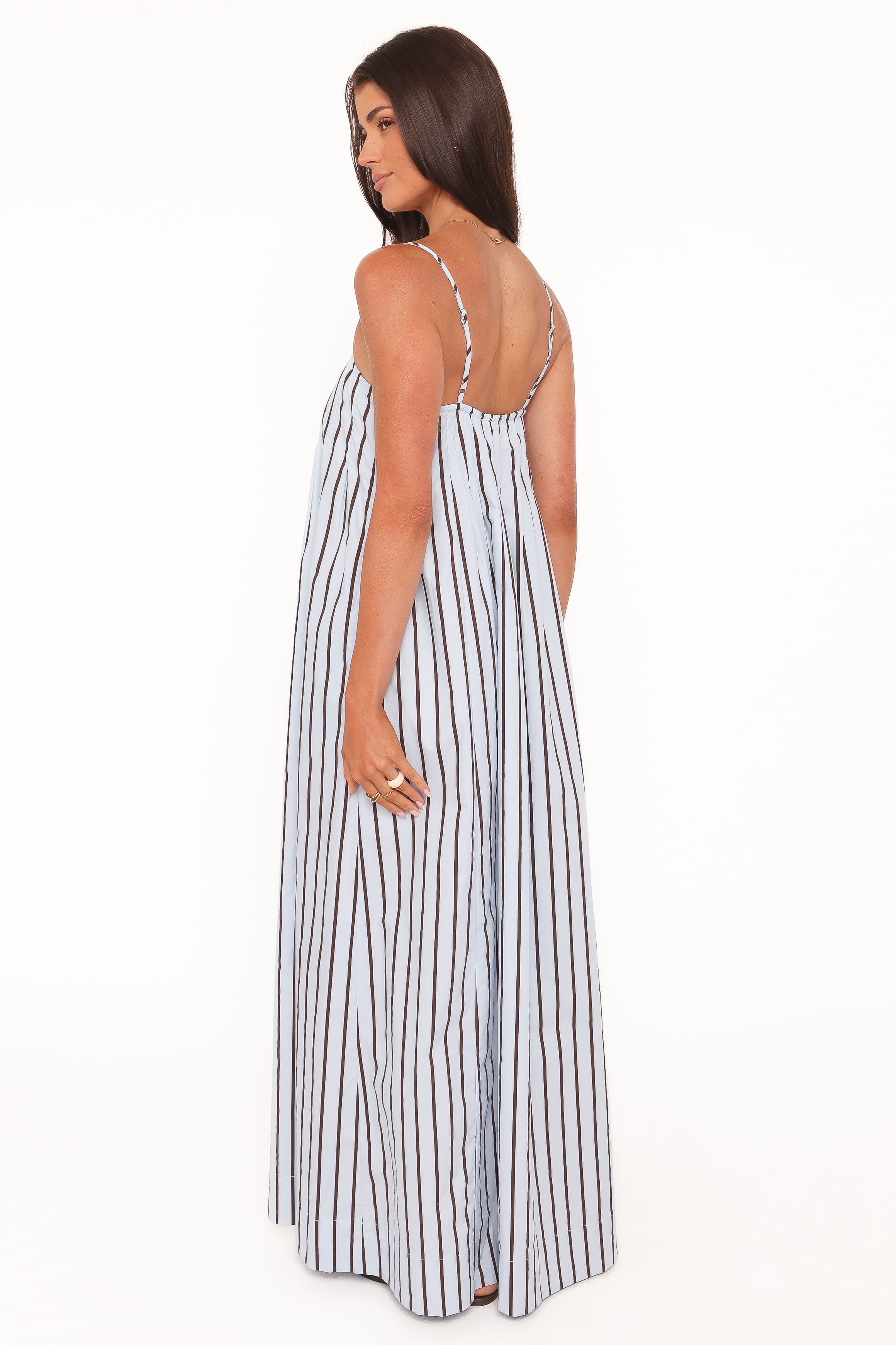 Arletta Maxi Dress - Blue/Brown Stripe