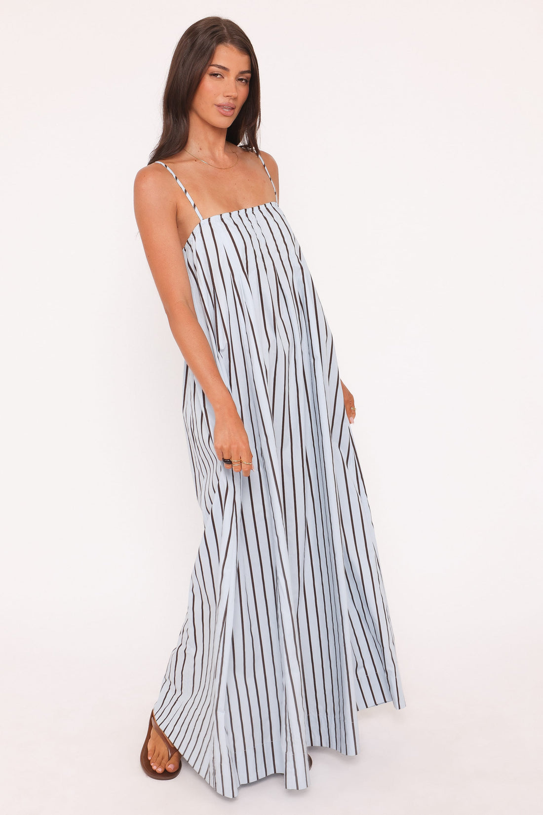 Arletta Maxi Dress - Blue/Brown Stripe