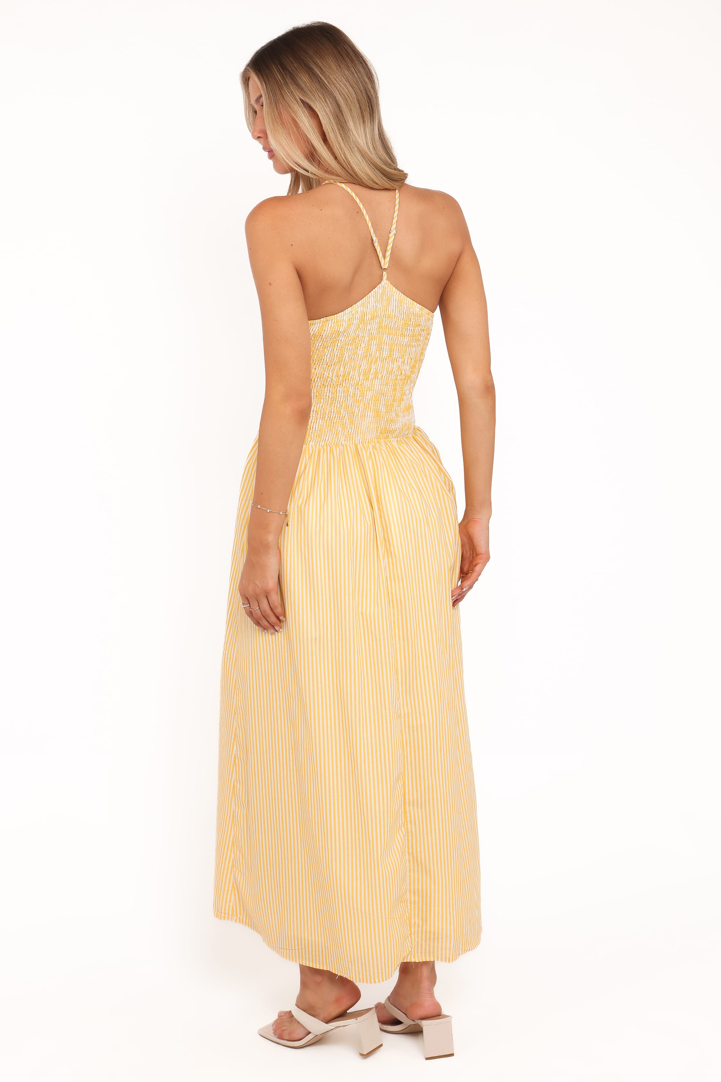 Aviva Smocked Midi Dress - Mango Stripe