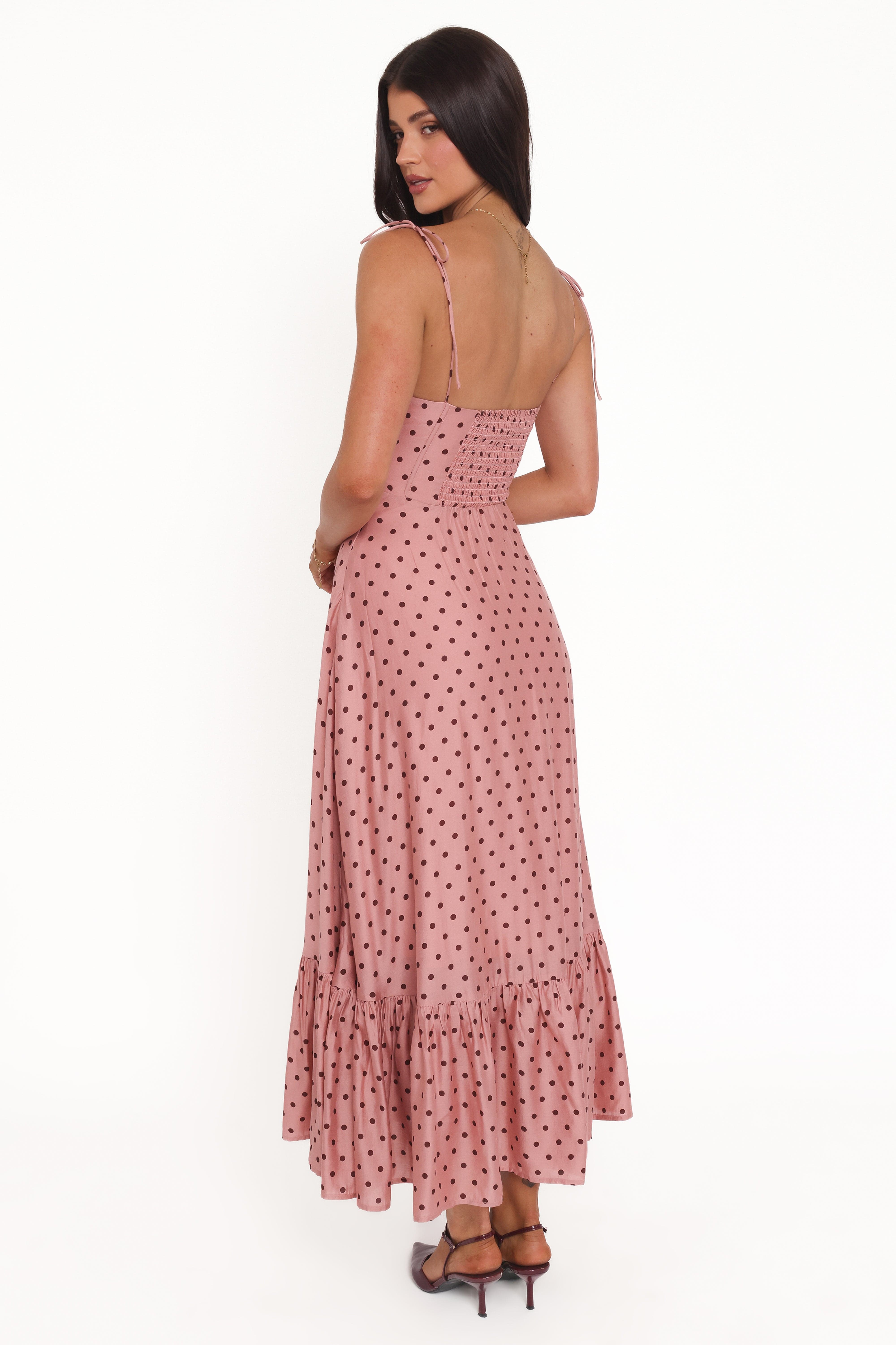 Ayana Midi Dress - Pink Polka Dot