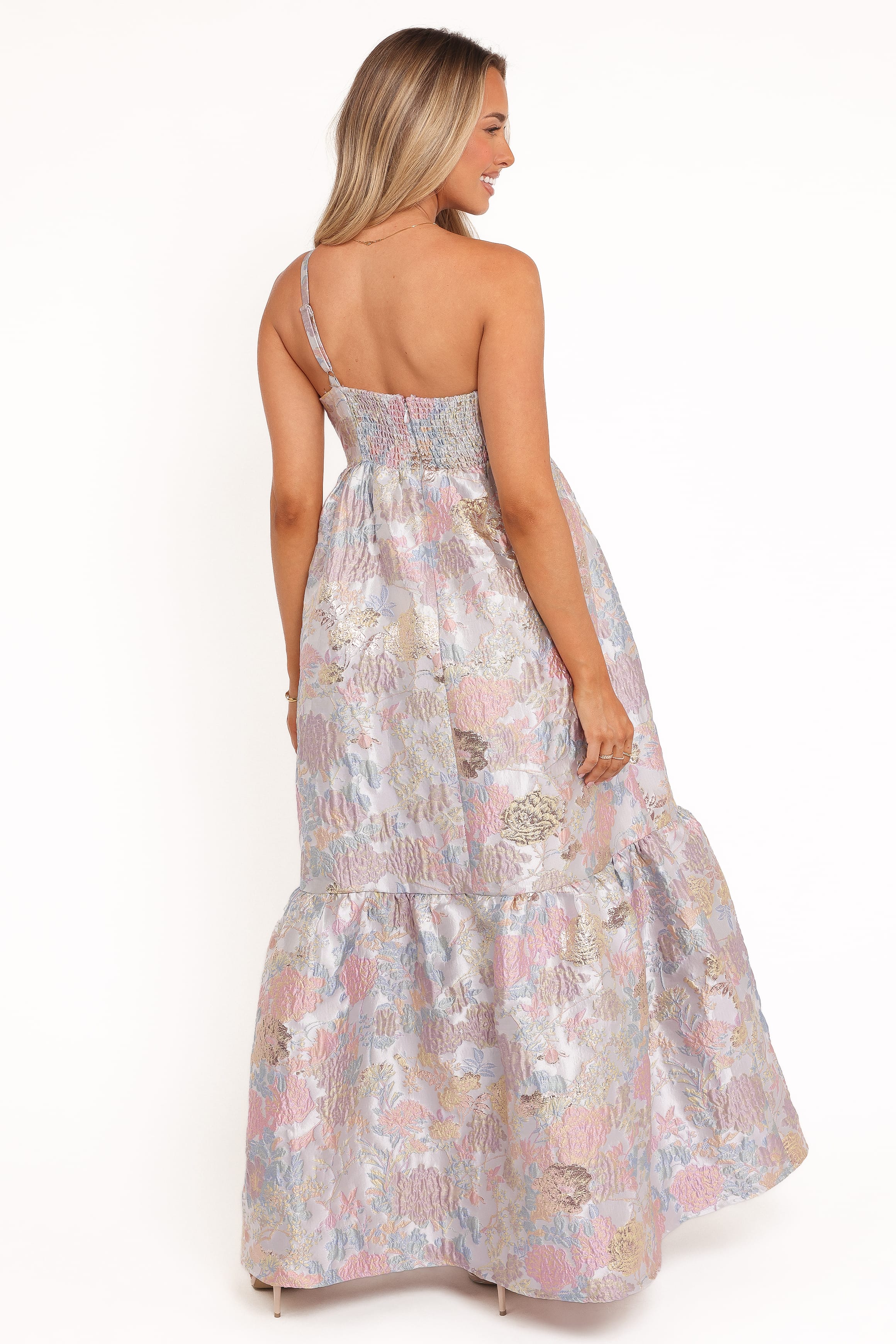Betina Bow Front Maxi Dress - Pale Blue Floral