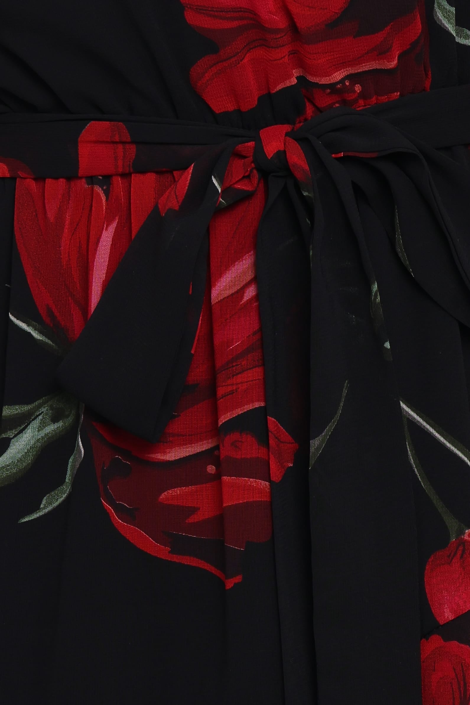 Brigette One Shoulder Tiered Midi Dress - Red Floral