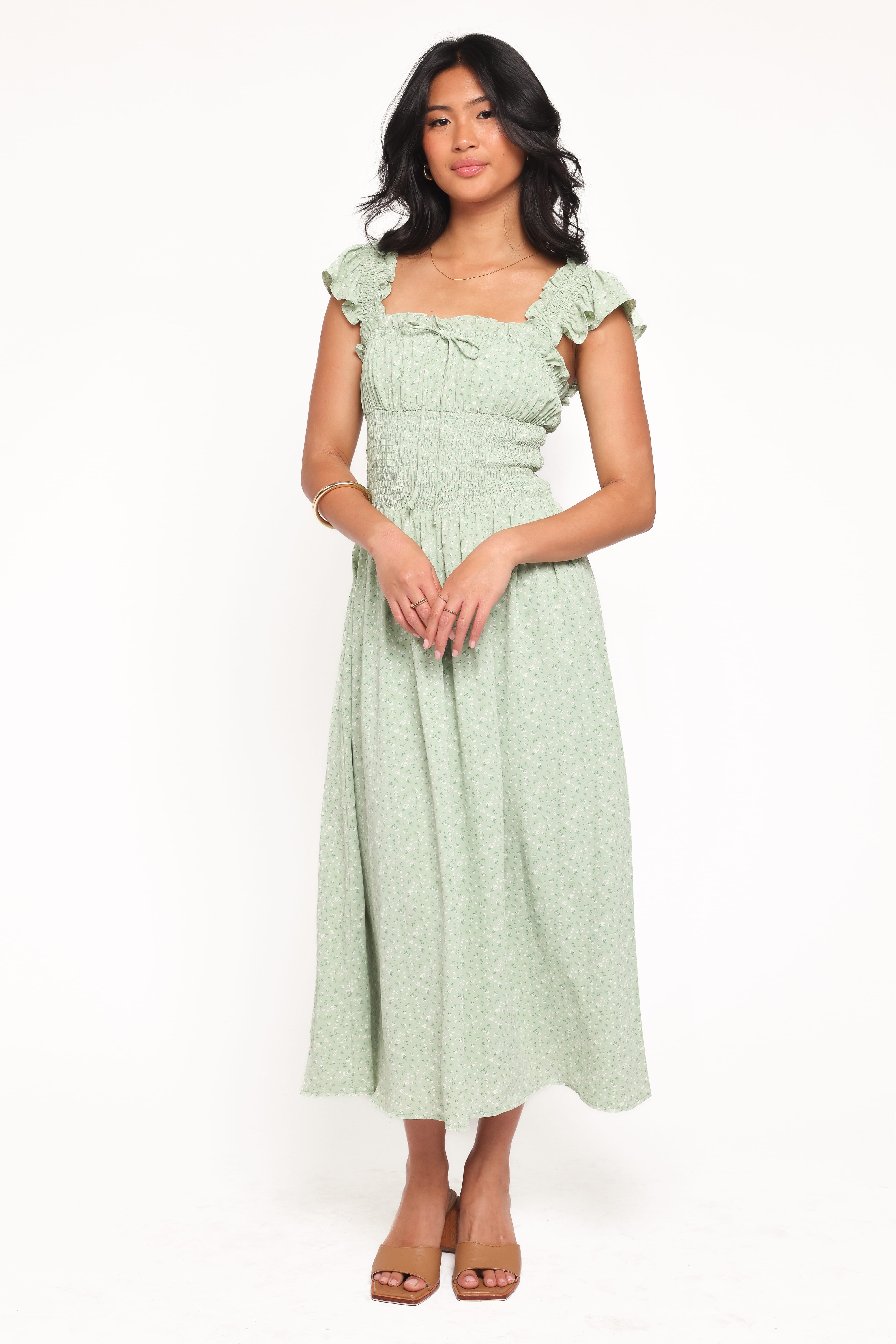 Bronte Midi Dress - Green Floral
