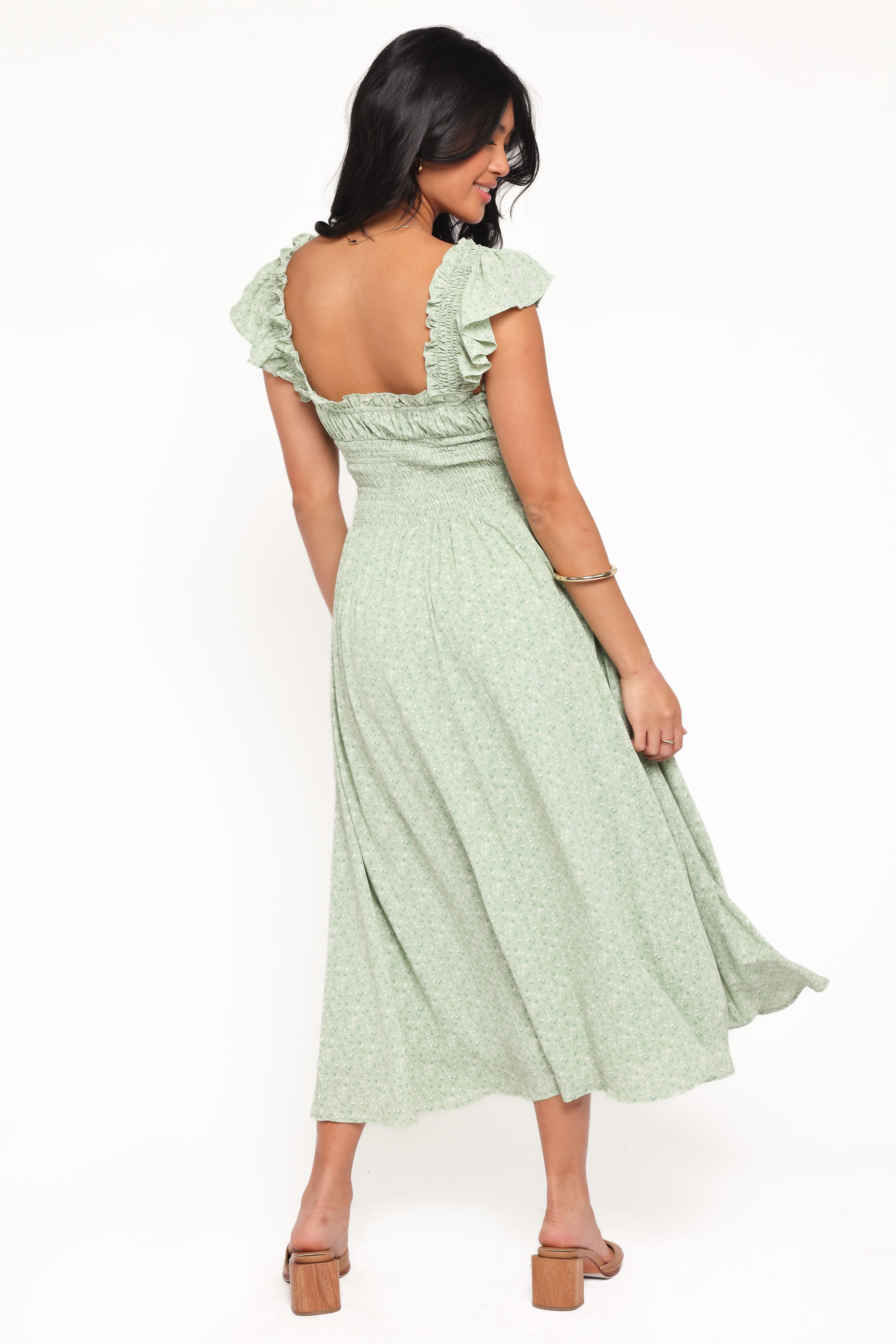 Bronte Midi Dress - Green Floral
