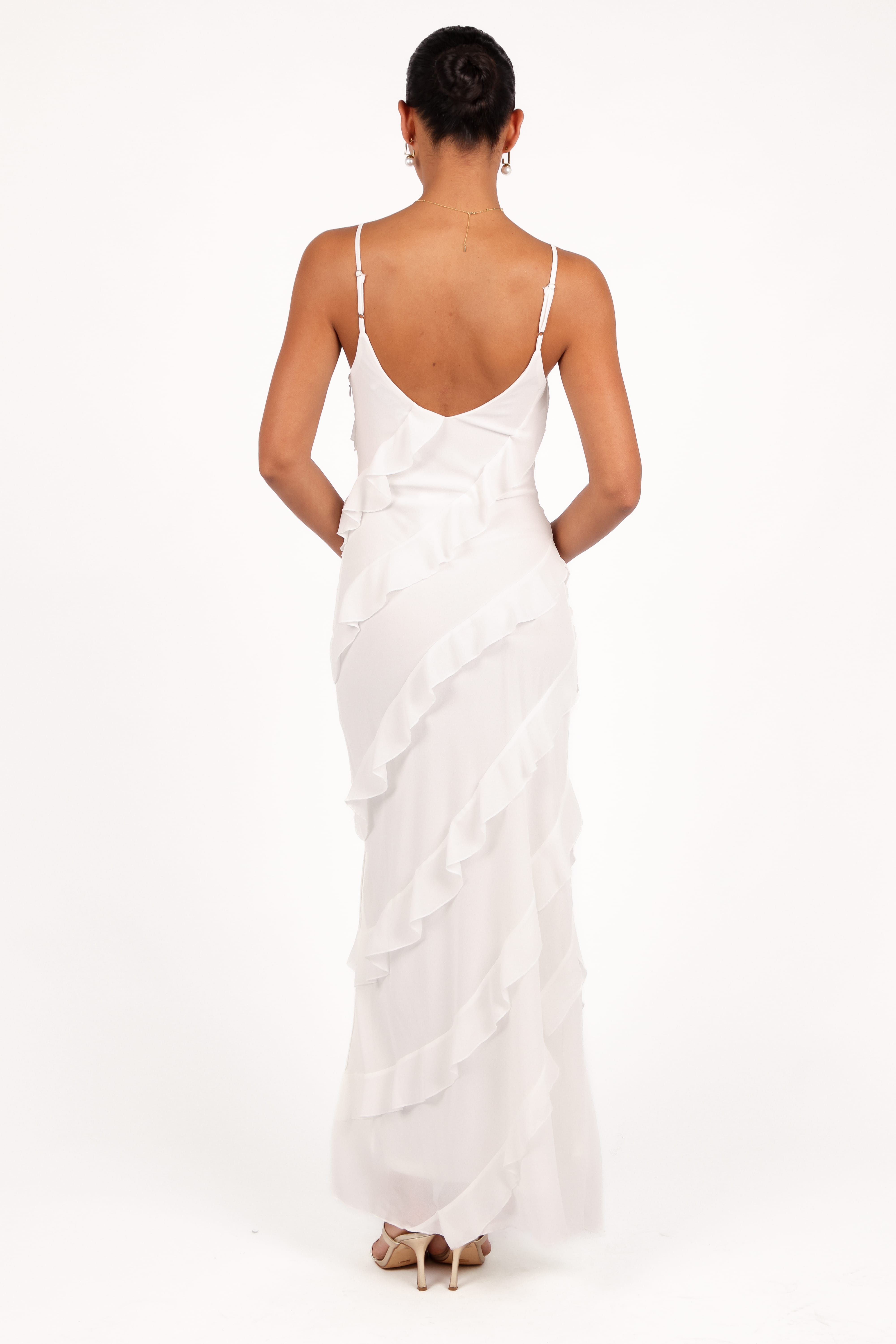Ciao Ruffles Maxi Dress - Cloud White