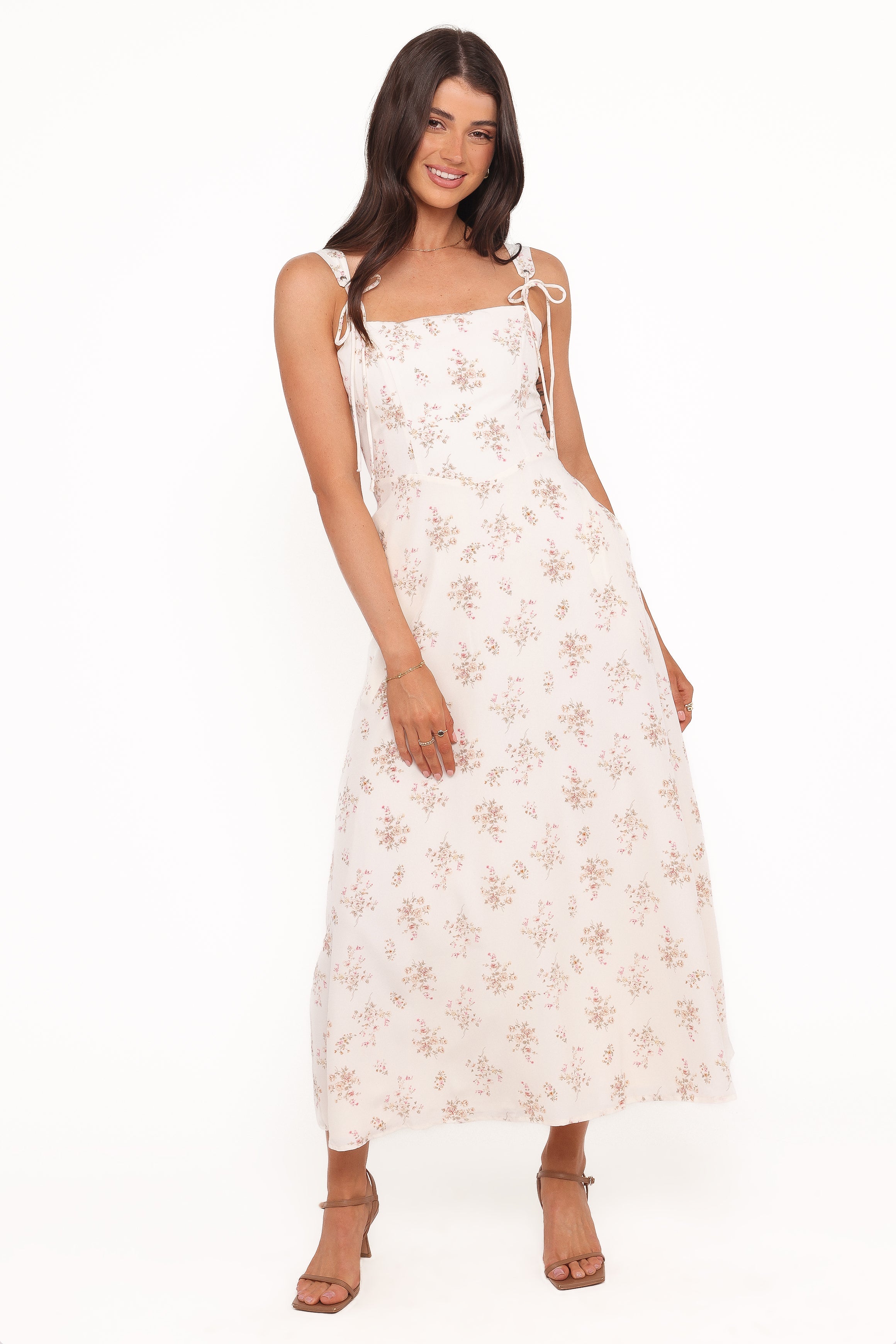 Clarissa Midi Dress - White Floral