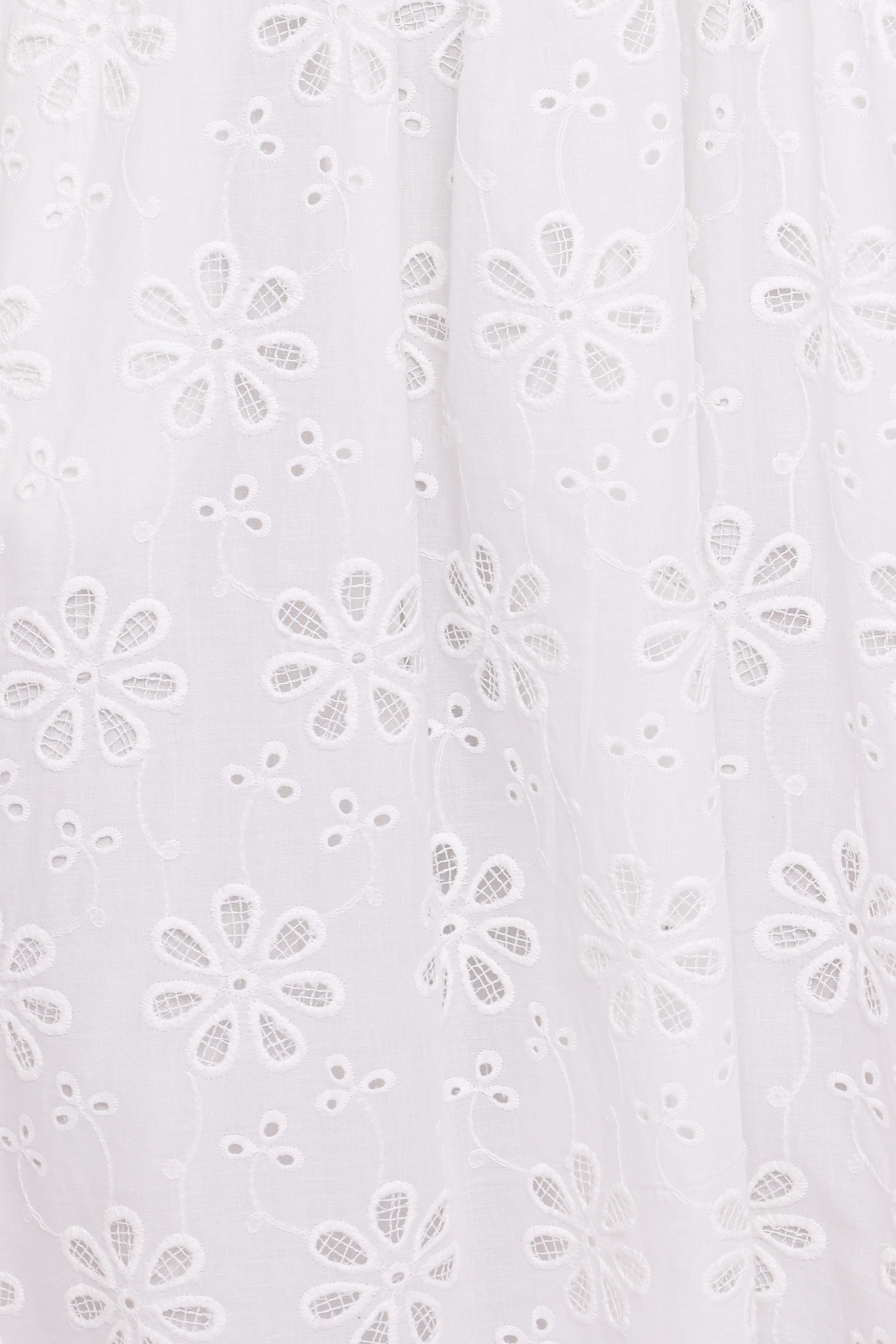 Clo Puff Sleeve Midi Dress - White Broderie