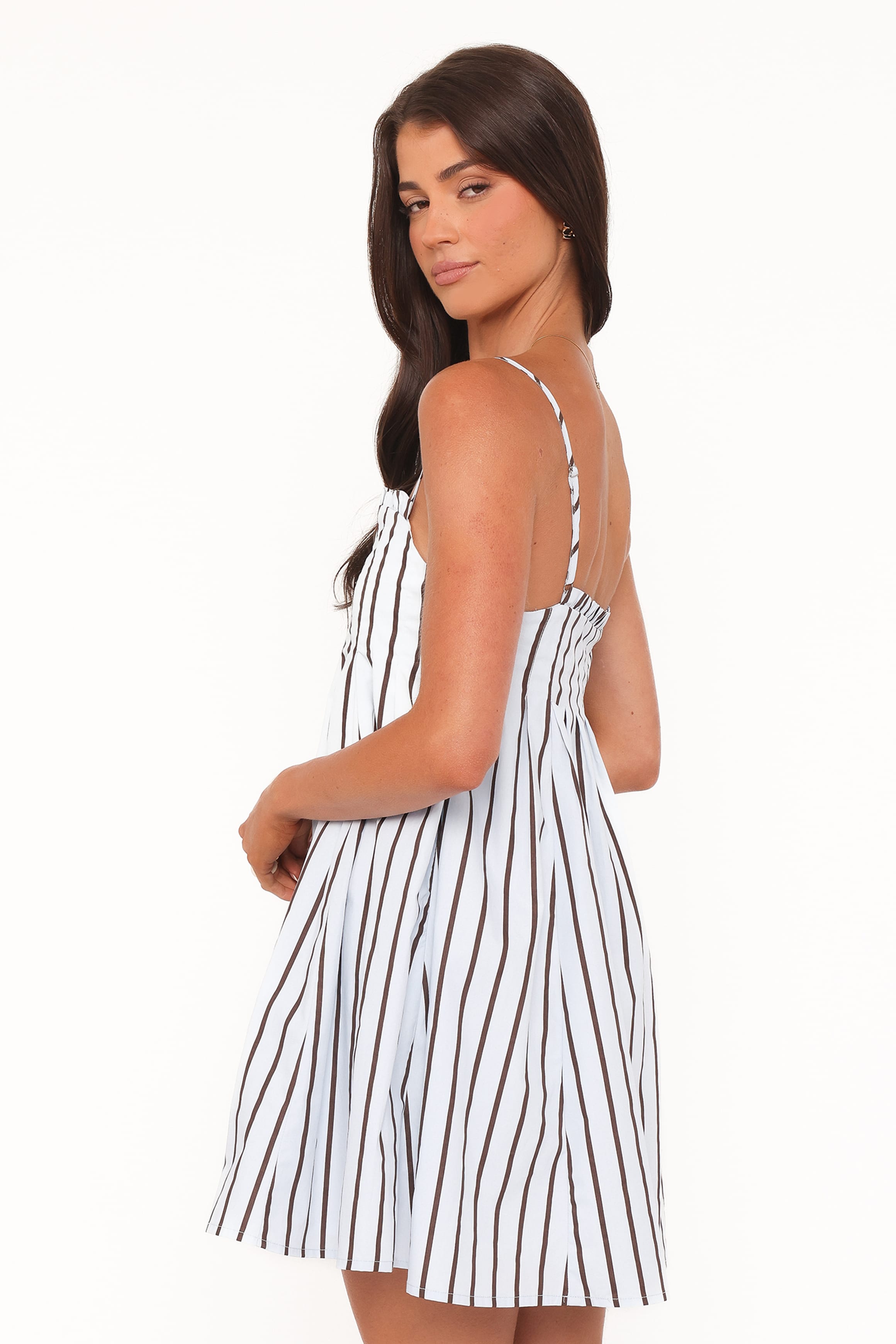 Cole Mini Dress - Blue/Brown Stripe