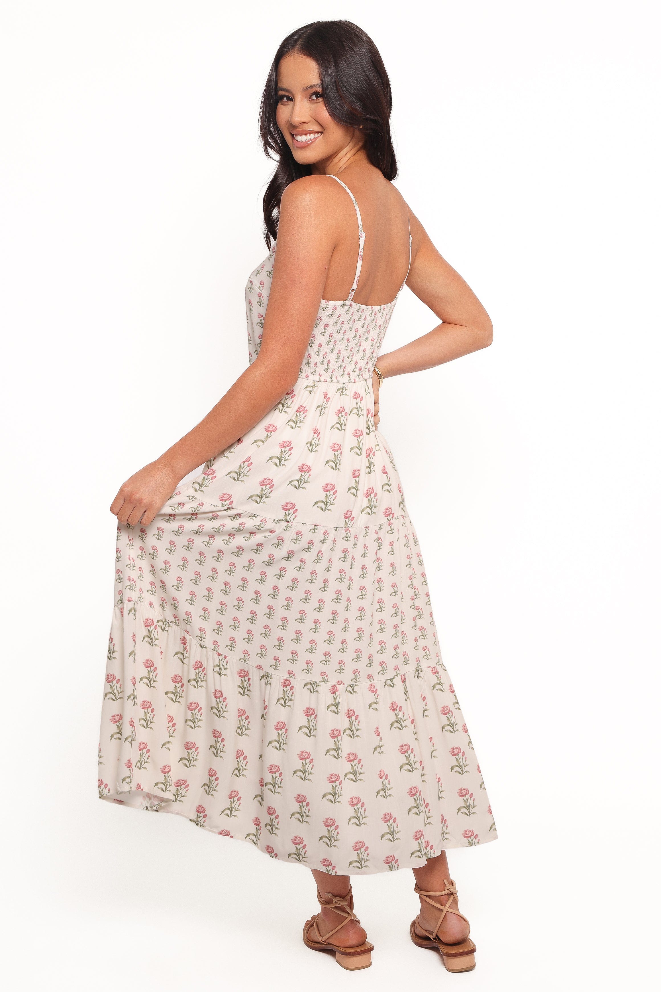 Echo Midi Dress - White/Pink