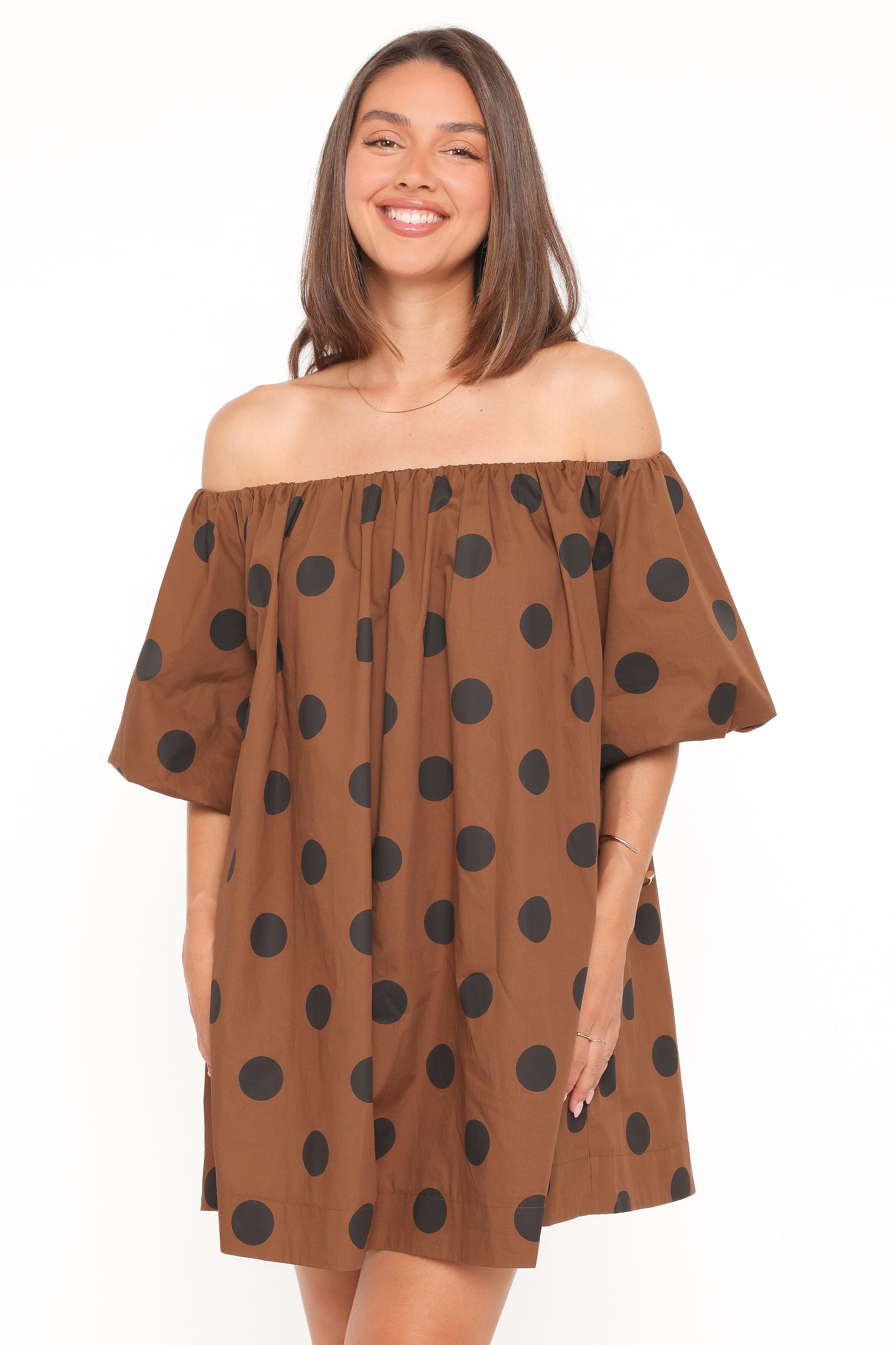 Eddie Mini Dress - Brown Polka Dot