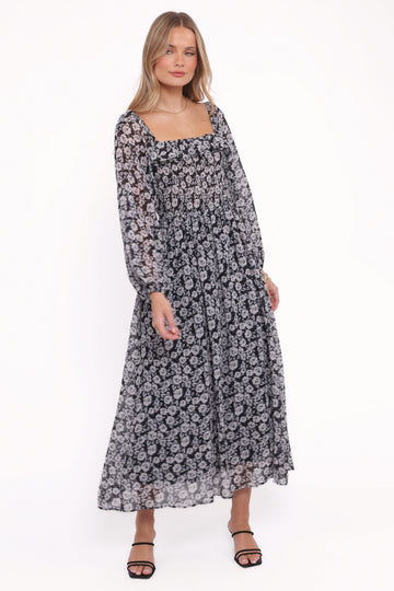 Faith Long Sleeve Maxi Dress - Black Floral