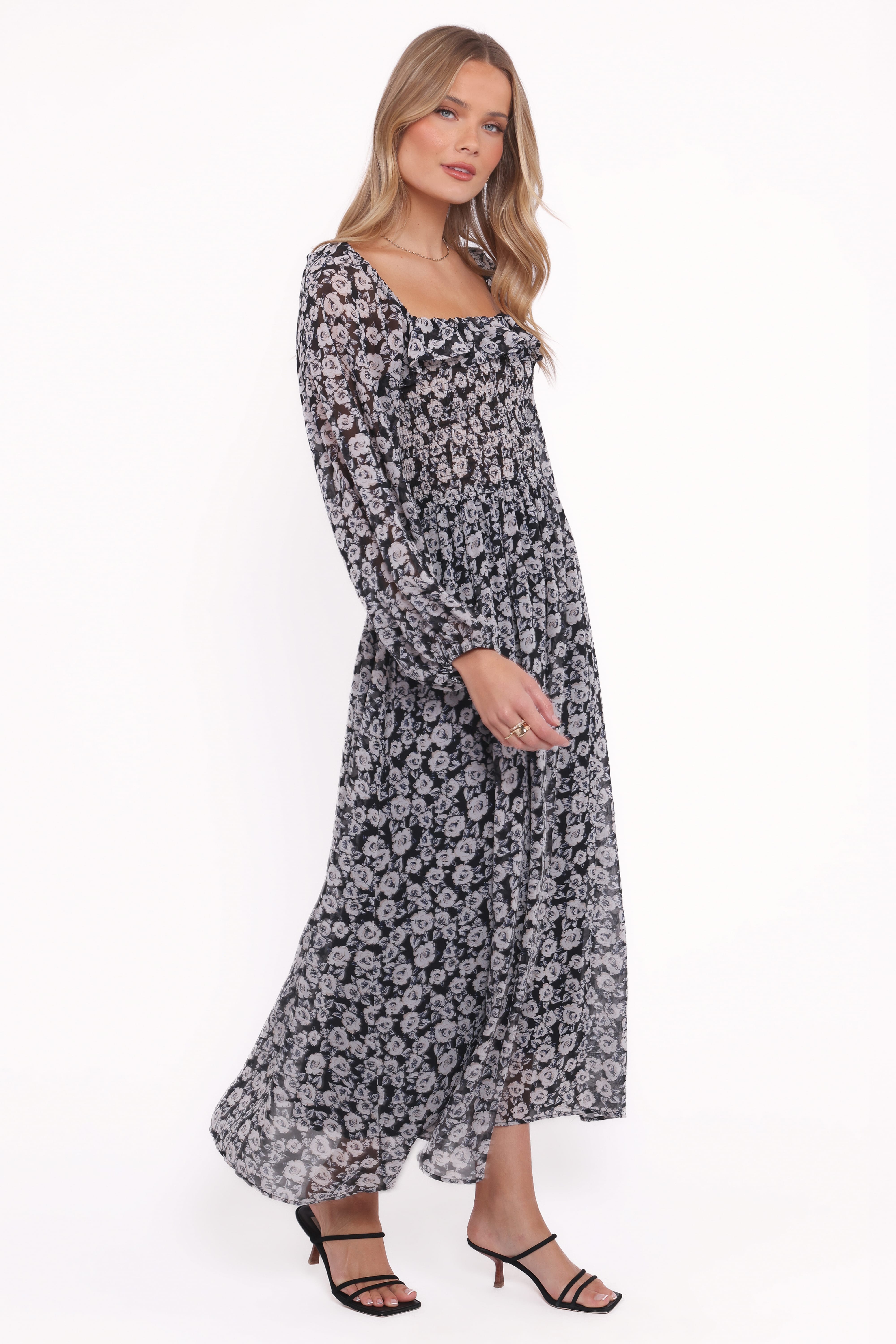 Faith Long Sleeve Maxi Dress - Black Floral