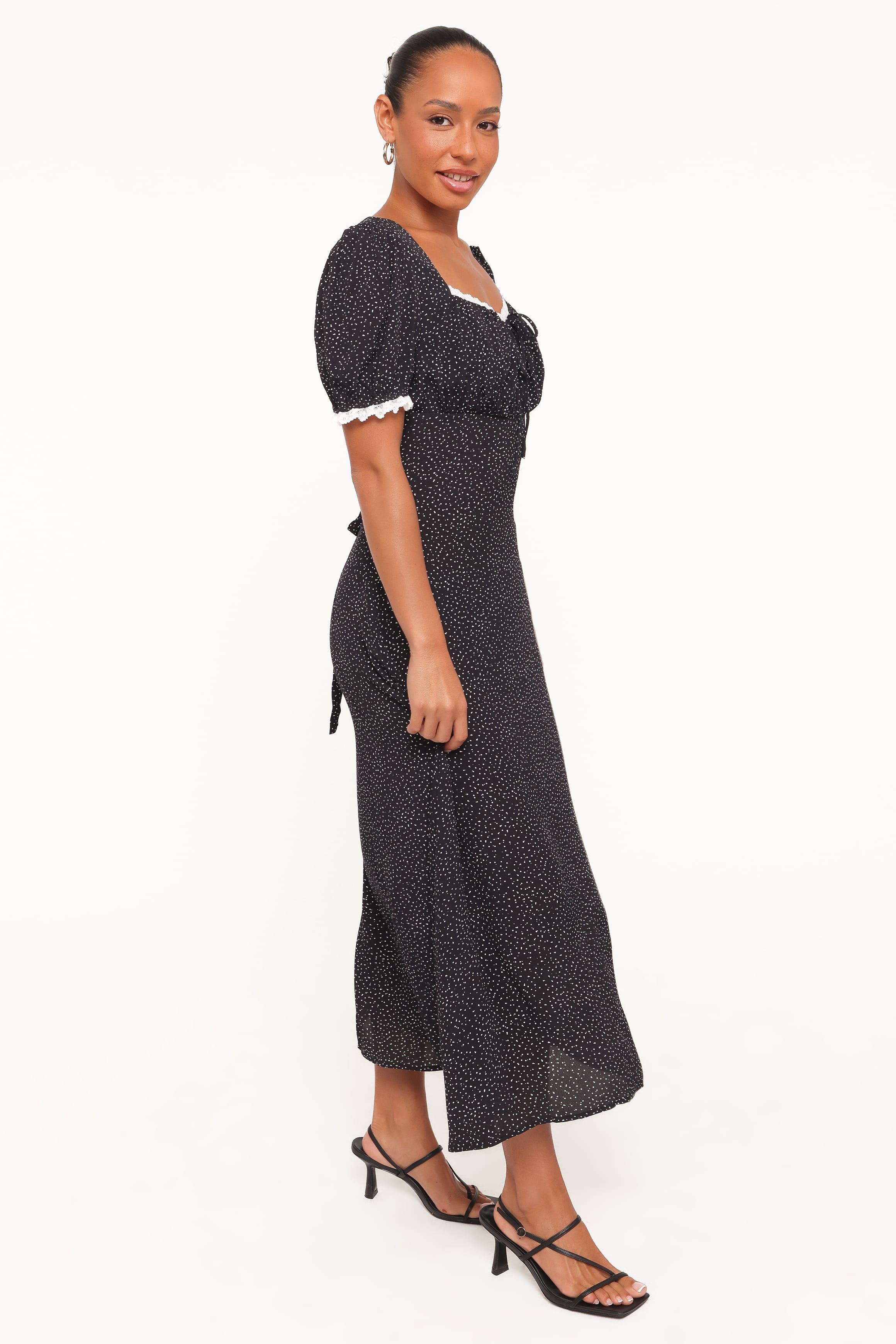 Francine Lace Midi Dress - Black Polka Dot