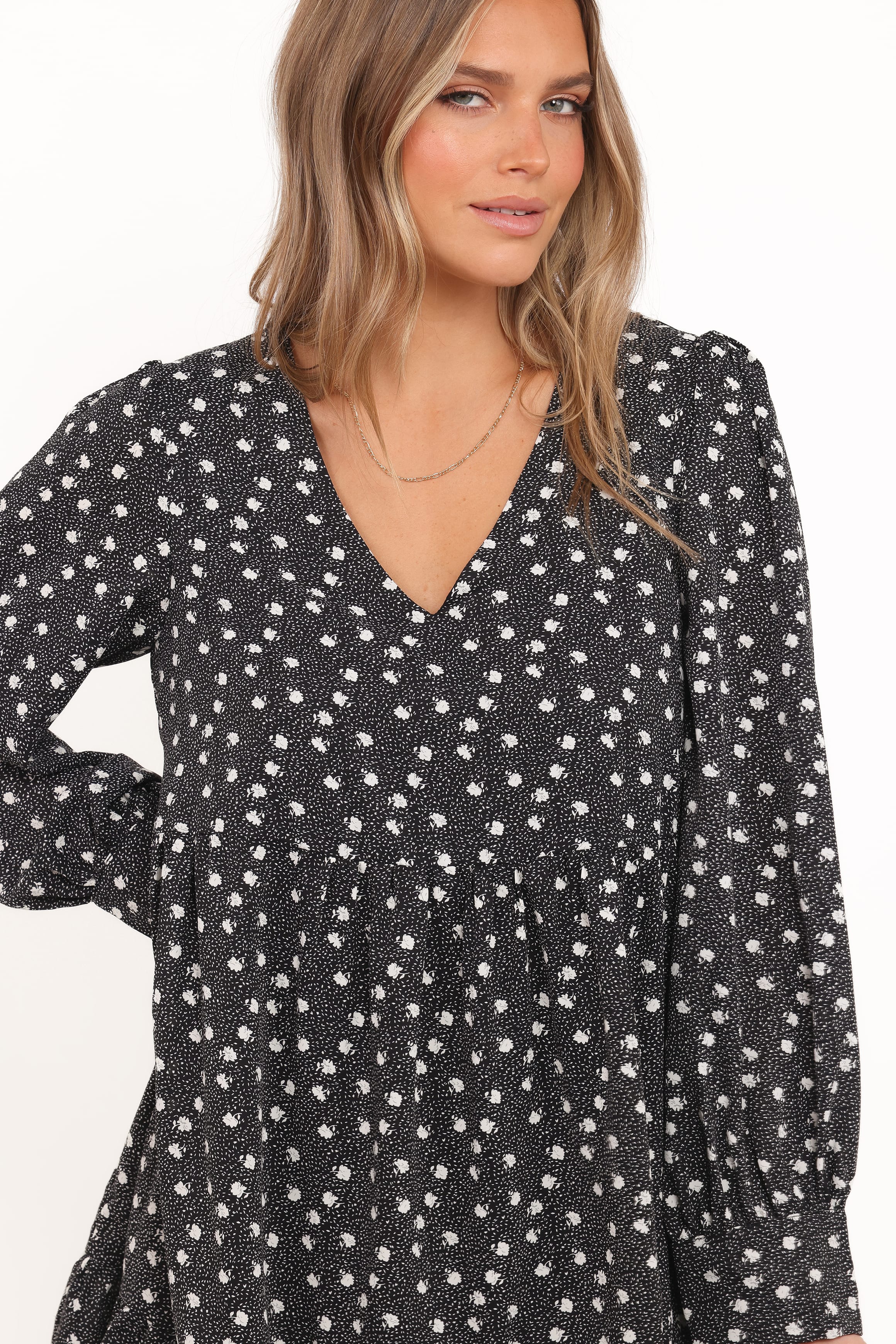 Frankie Long Sleeve Mini Dress - Black Floral