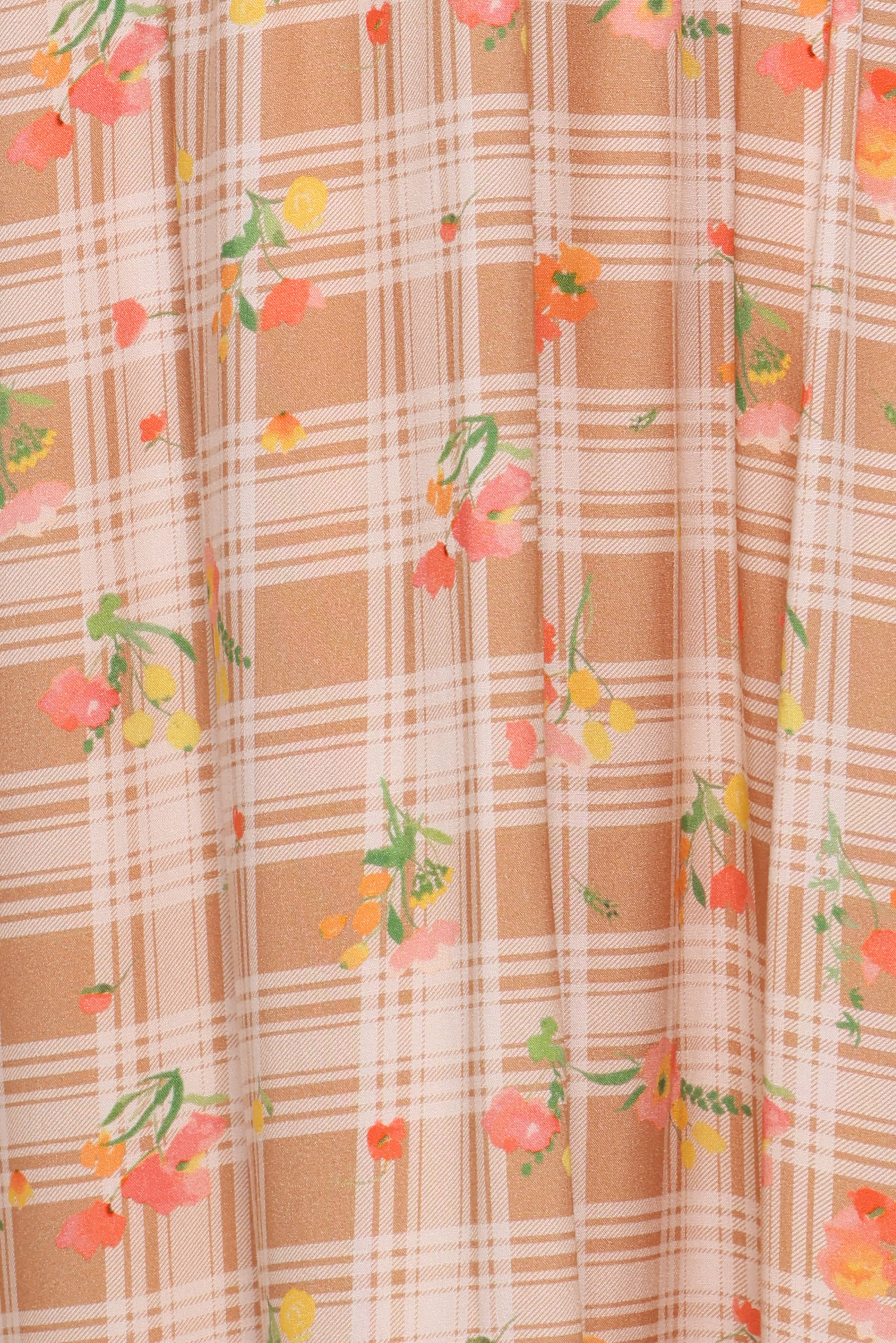 Gemini Halterneck Maxi Dress - Yellow Floral Gingham