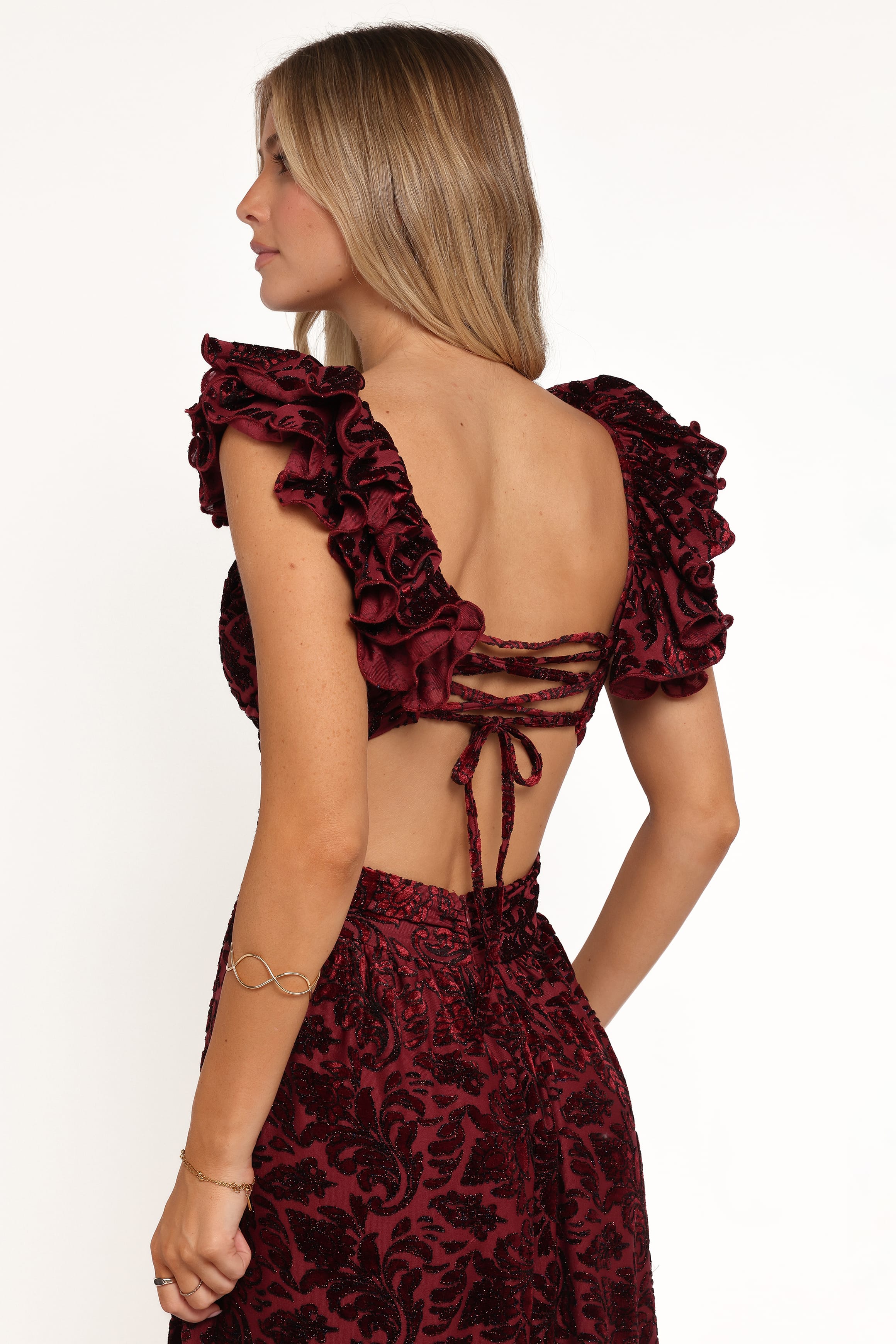 Harmony Maxi Dress - Burgundy Metallic Floral