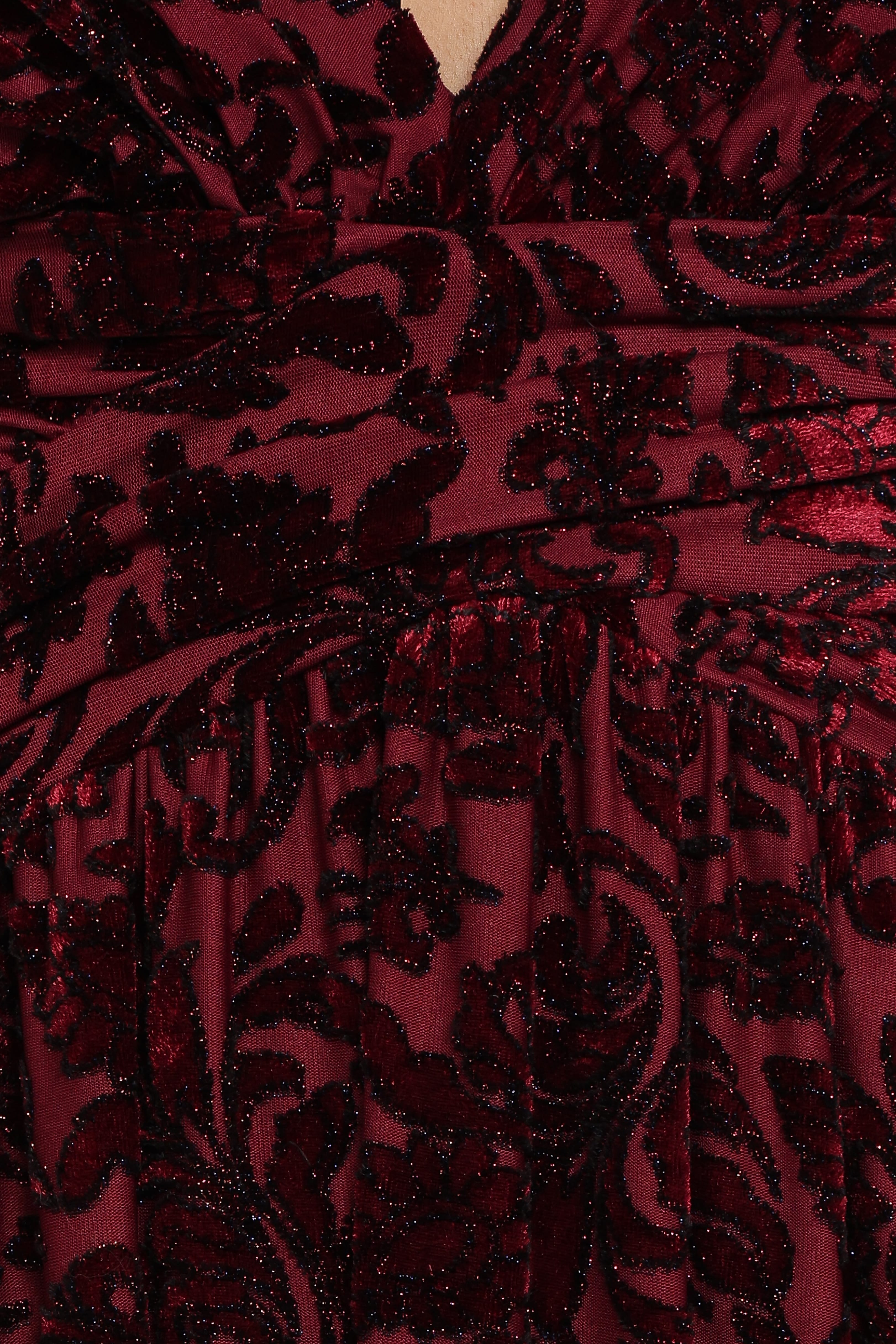 Harmony Maxi Dress - Burgundy Metallic Floral