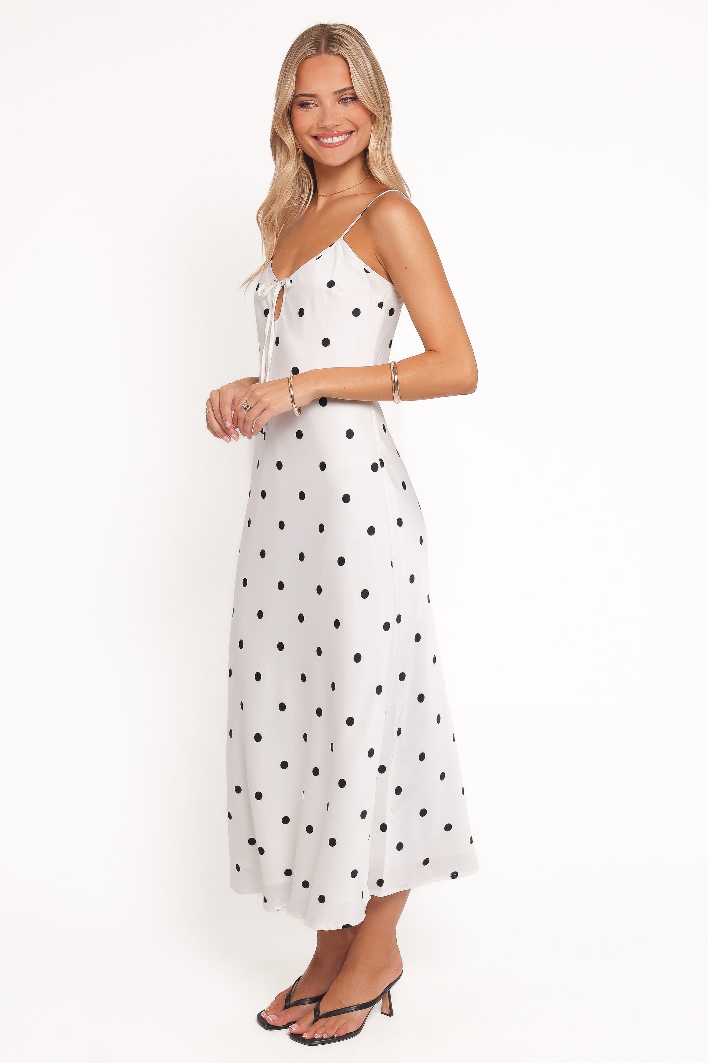Jamila Midi Dress - White Polka Dot