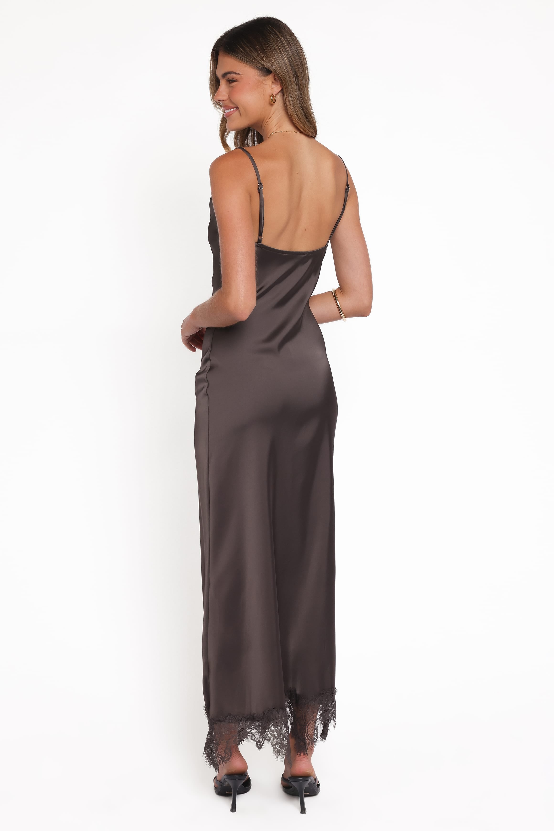 Jeneva Lace Midi Dress - Brown