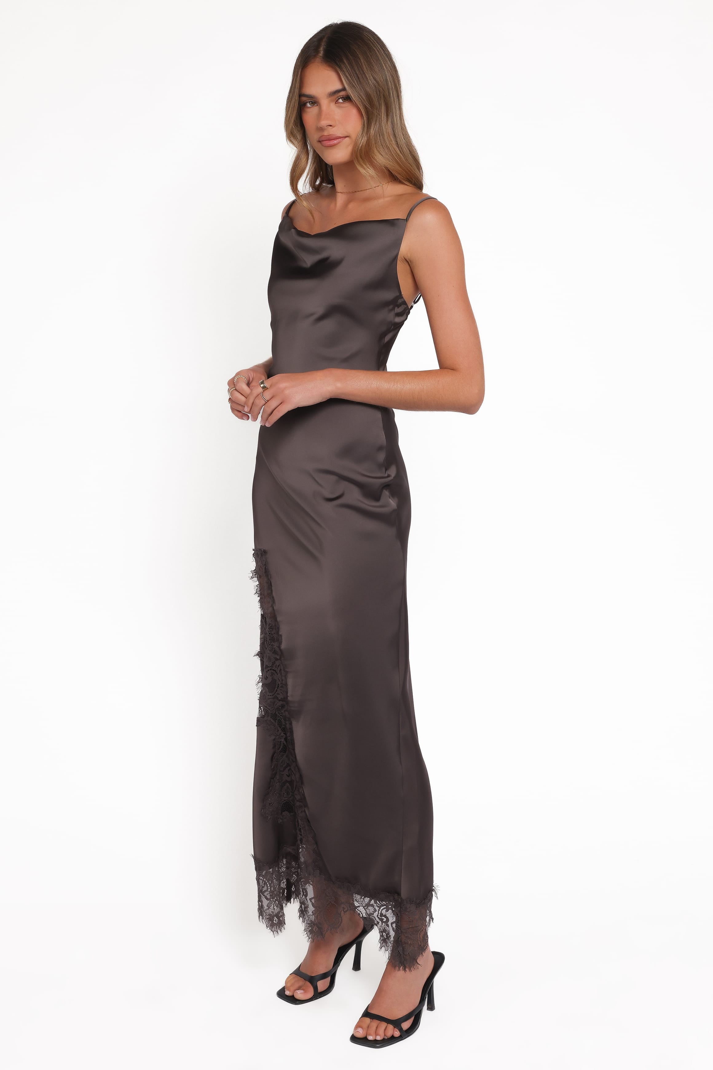 Jeneva Lace Midi Dress - Brown