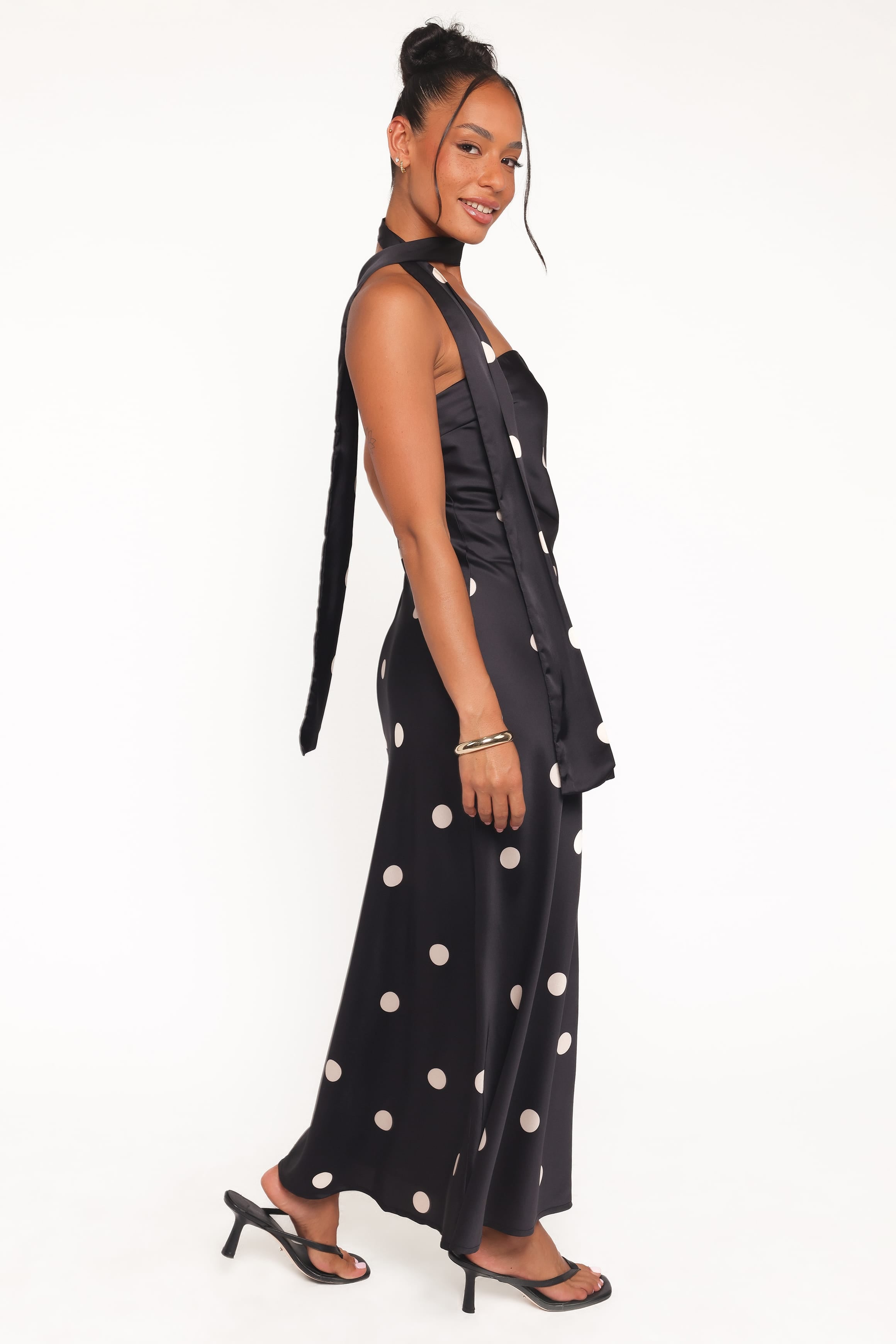 Jutta Strapless Maxi Dress - Black Polka Dot