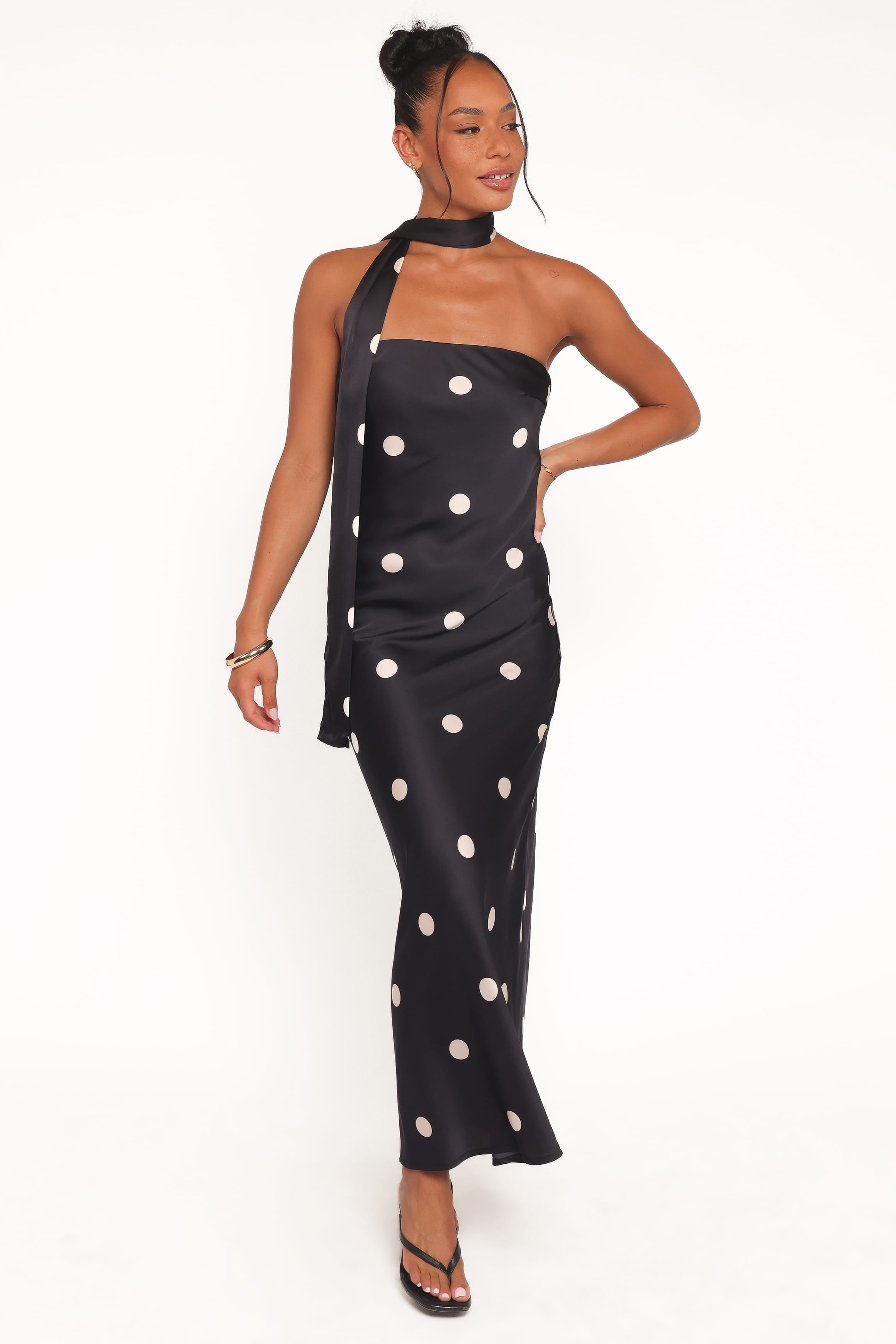 Jutta Strapless Maxi Dress - Black Polka Dot