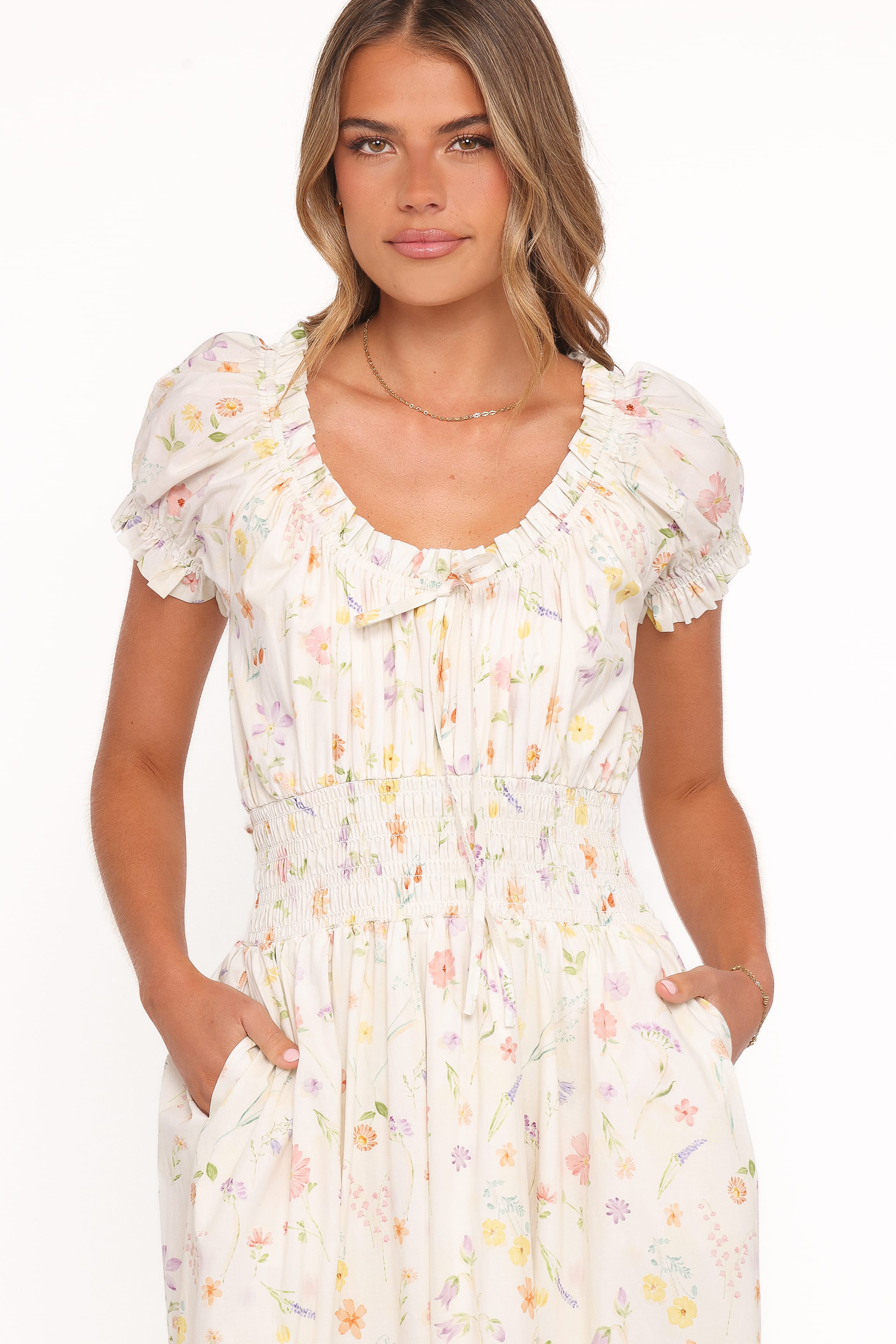 Katana Puff Sleeve Midi Dress - Floral