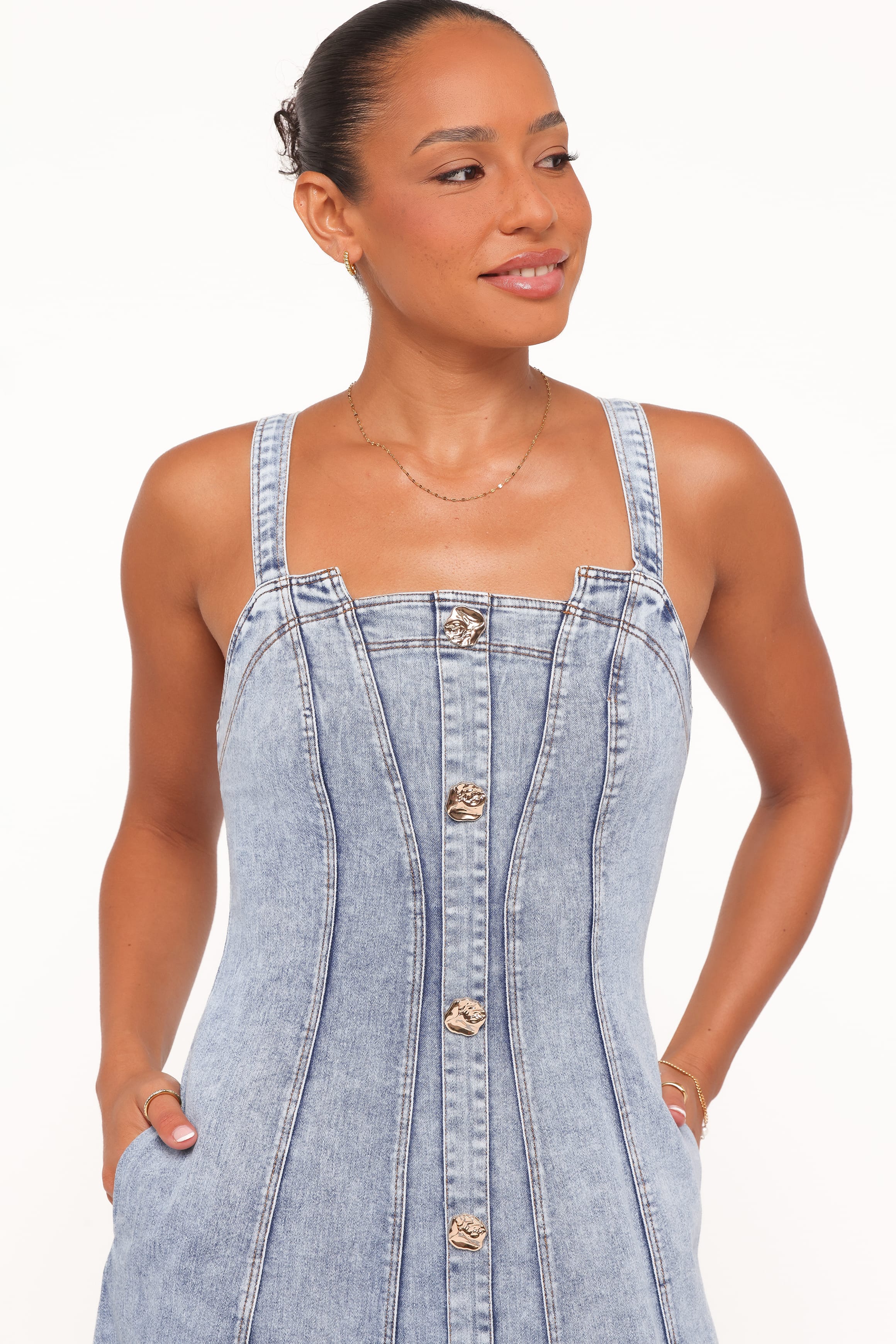 Katie Maxi Dress - Med Denim