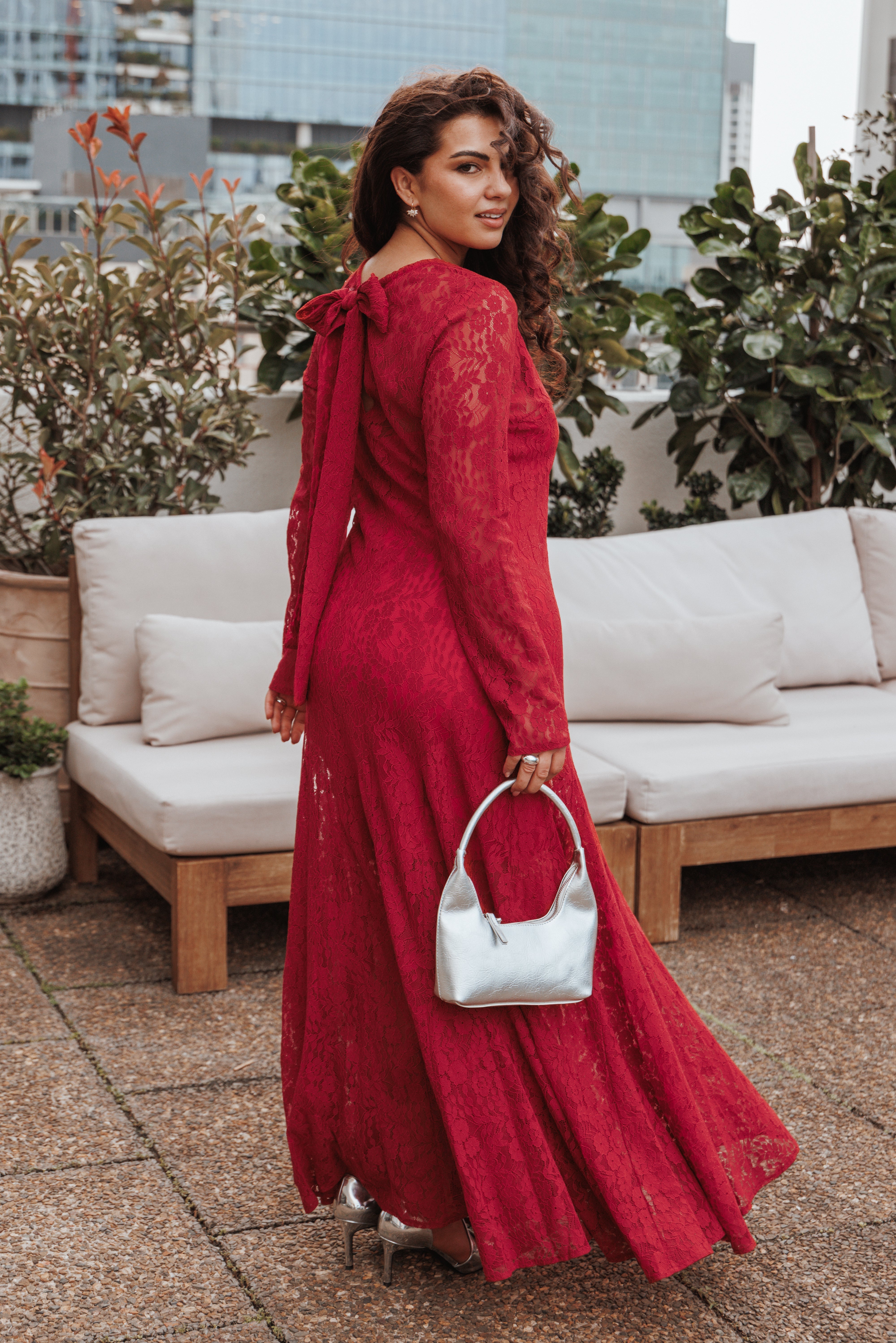 Keani Long Sleeve Maxi Dress - Red