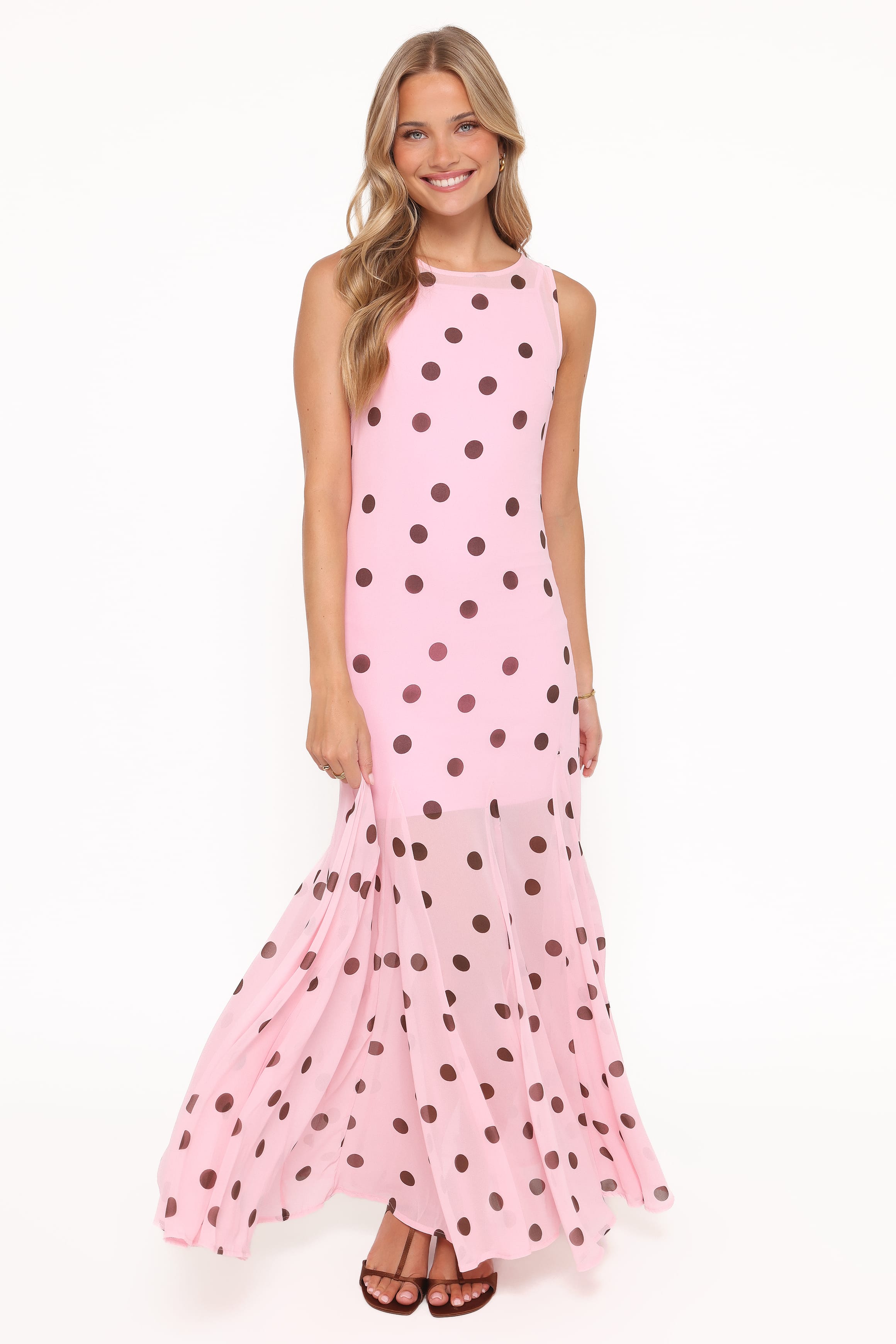 Keani Maxi Dress - Pink Polka Dot