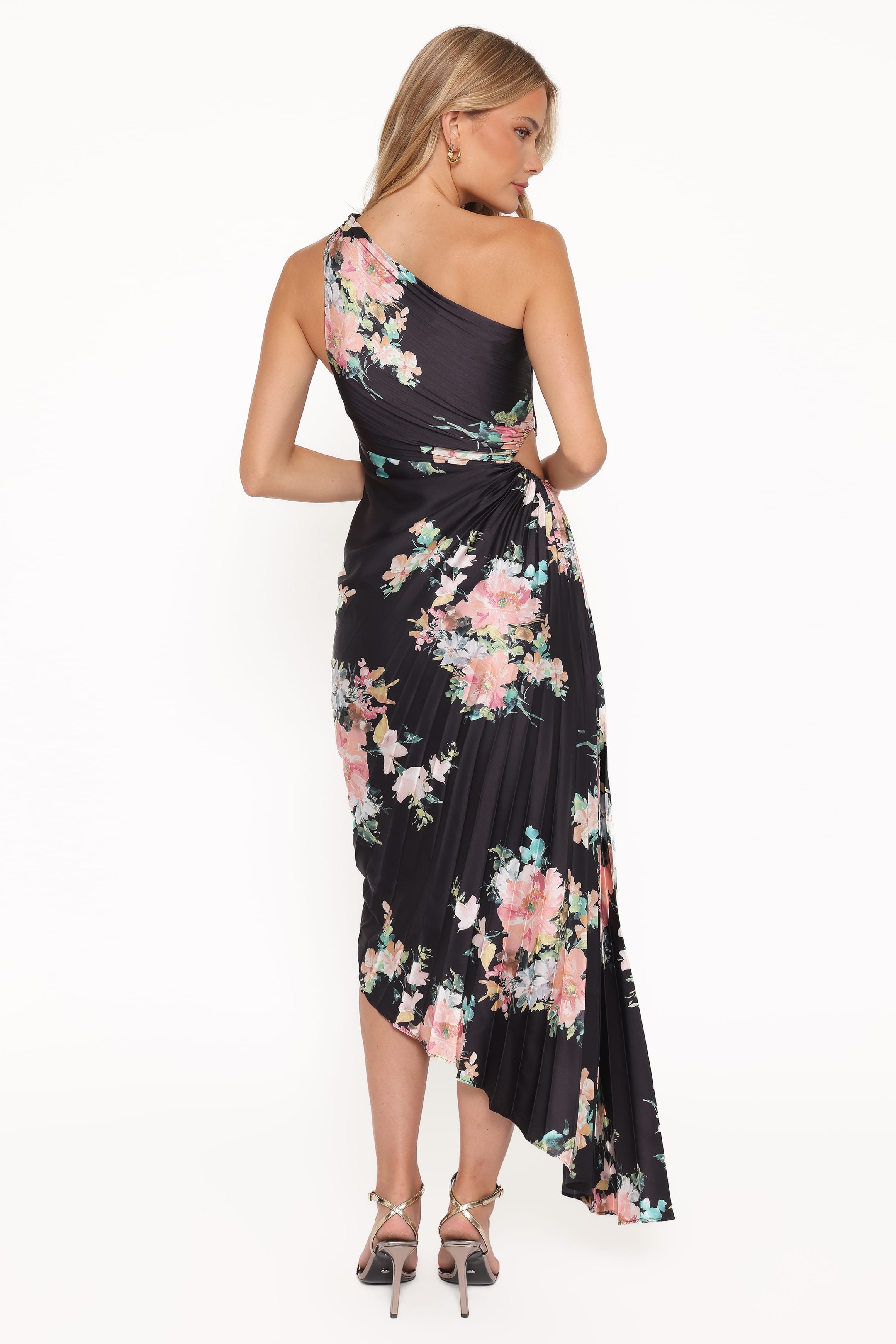 Kleo One Shoulder Maxi Dress - Black Floral