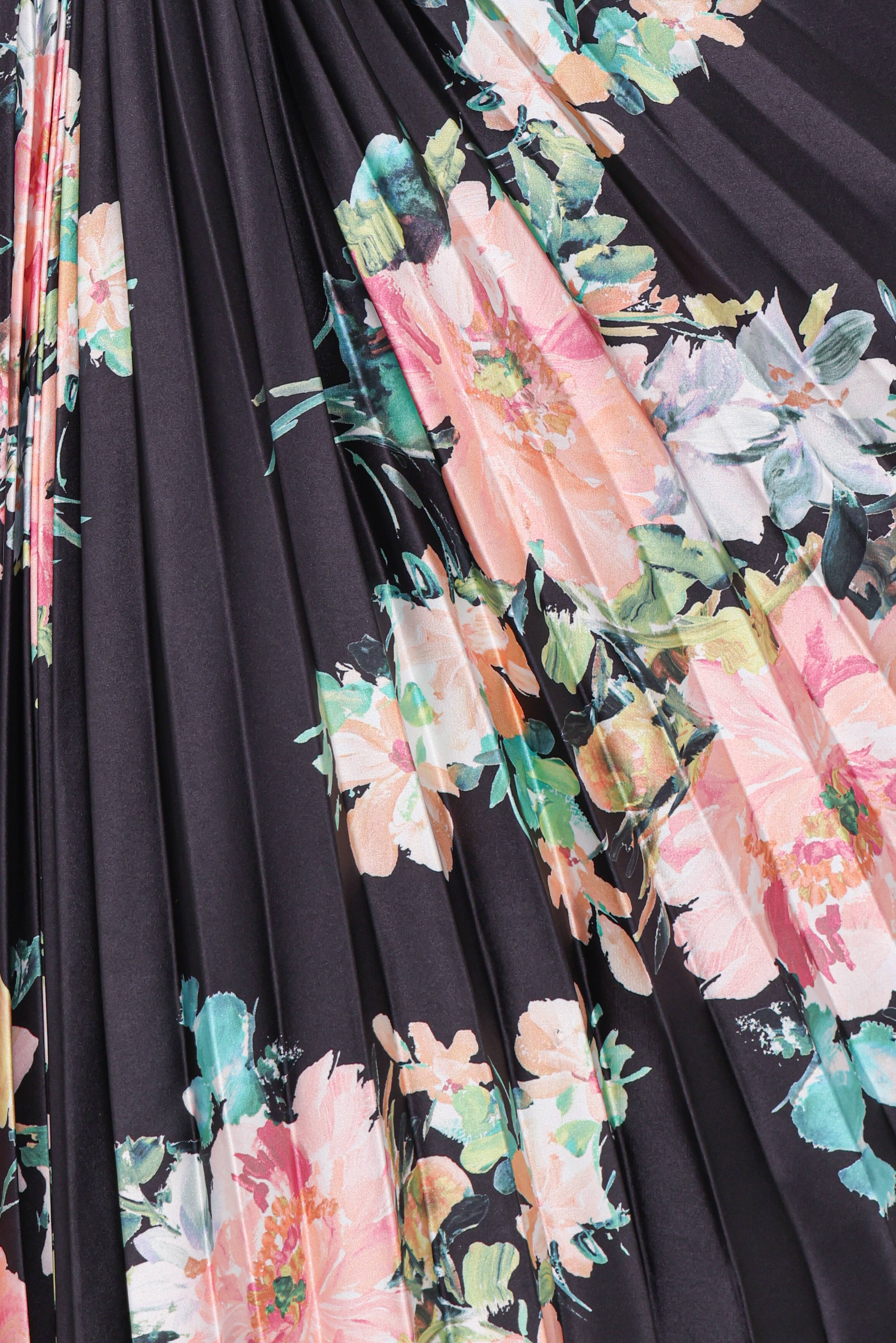 Kleo One Shoulder Maxi Dress - Black Floral