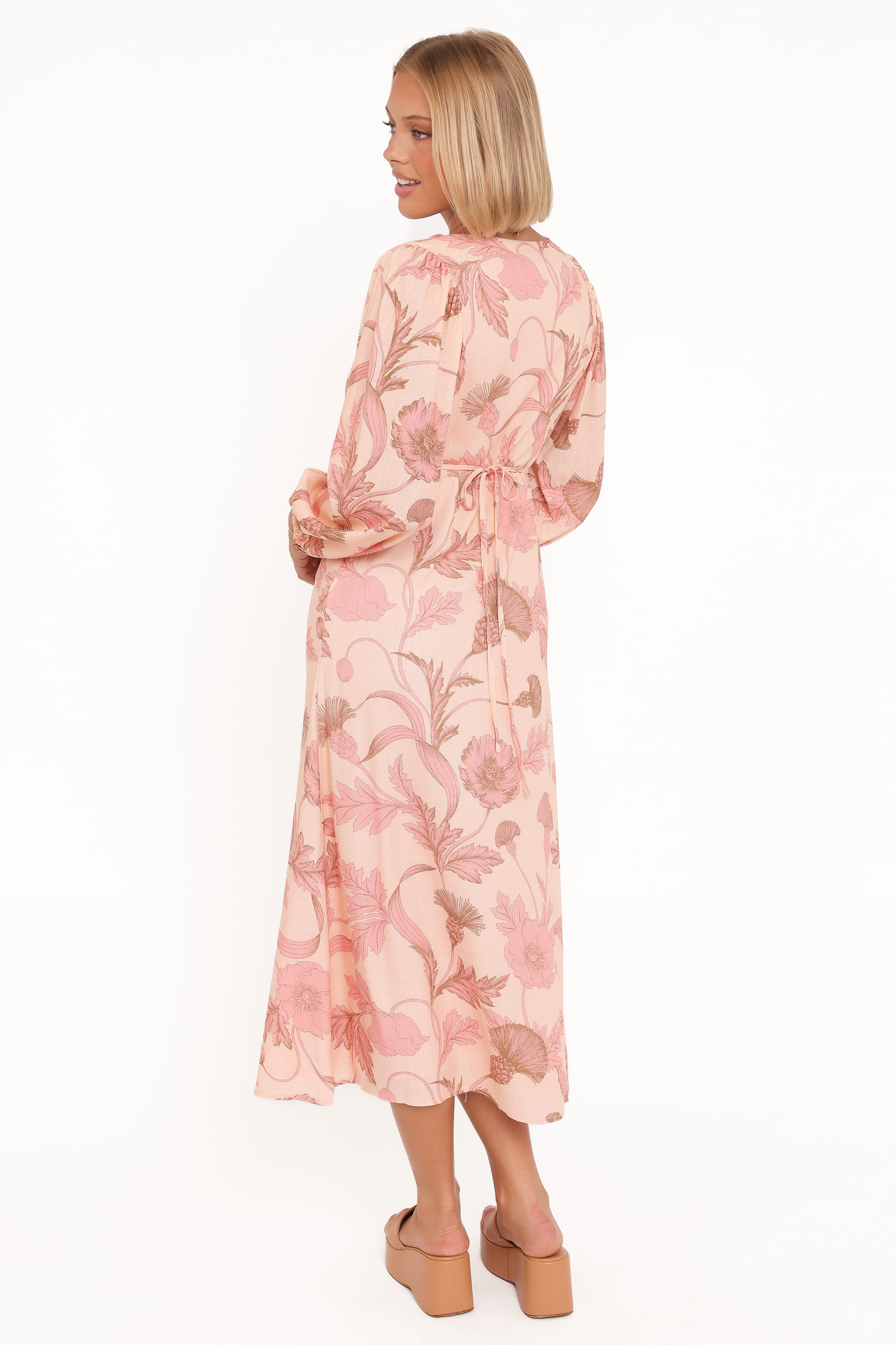 Kolby Long Sleeve Midi Dress - Pink Floral