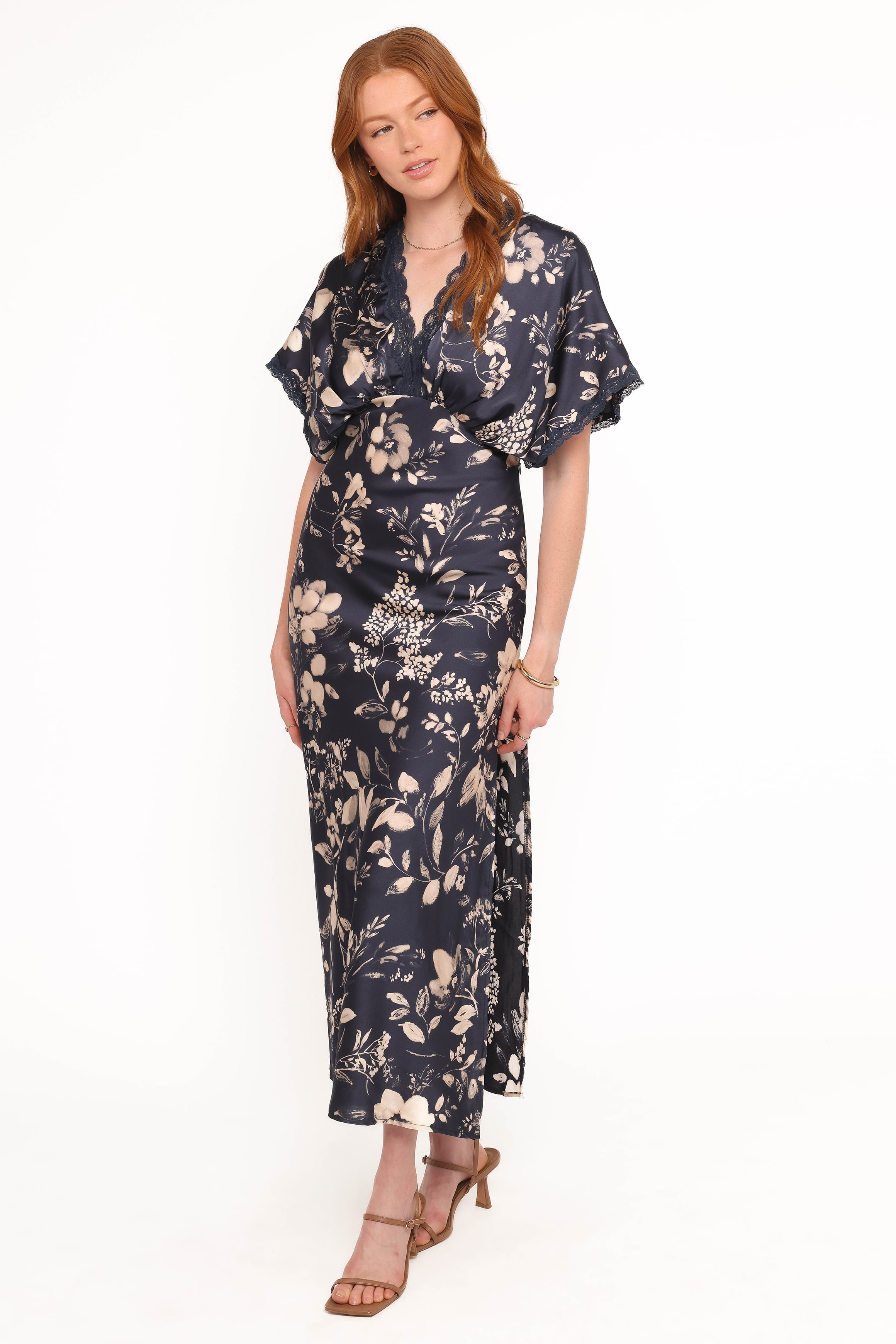 Laurent Midi Dress - Navy Cream Floral
