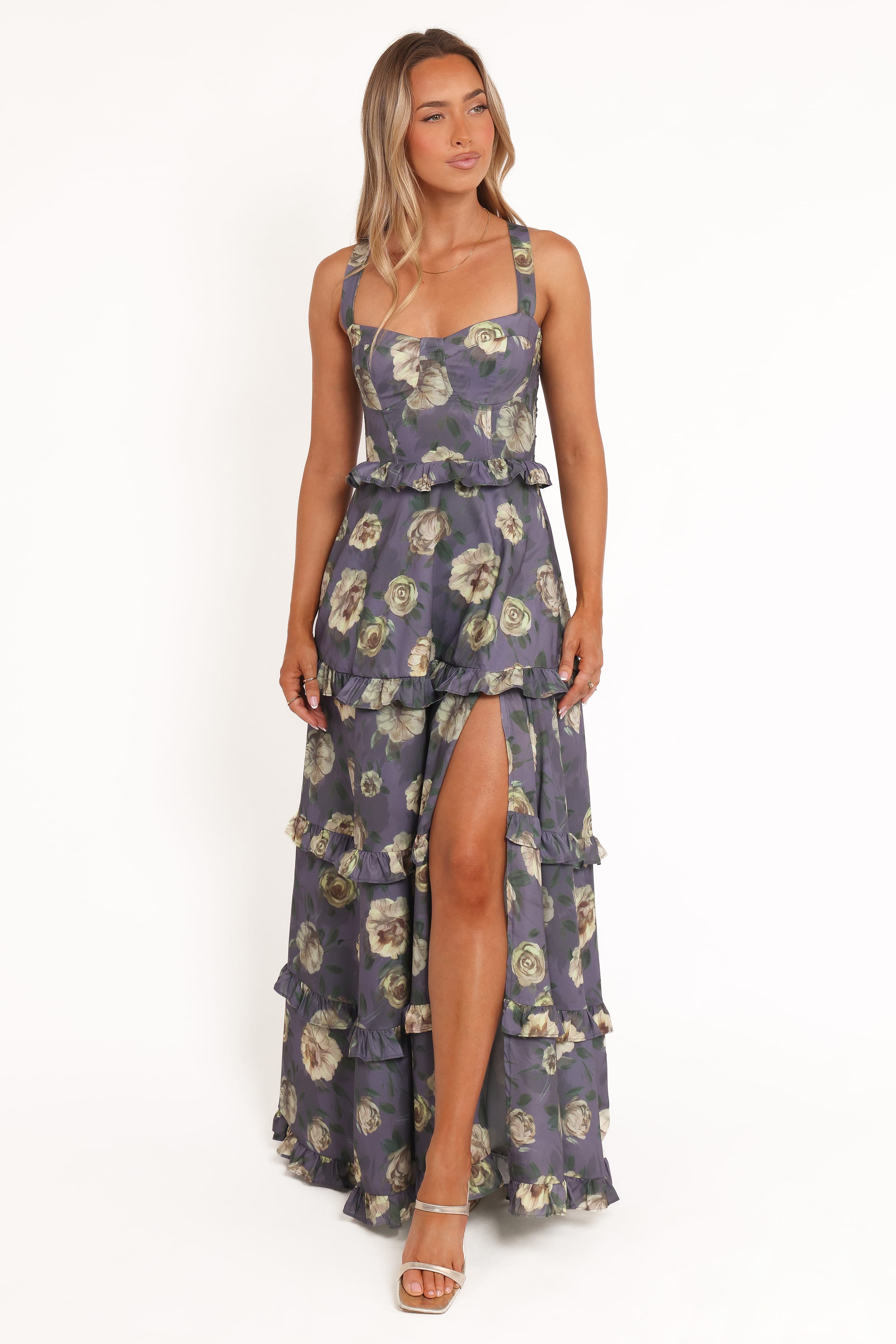 Lillee Tiered Maxi Dress - Lavender Floral
