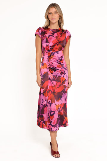 Lisbeth Midi Dress - Magenta Floral