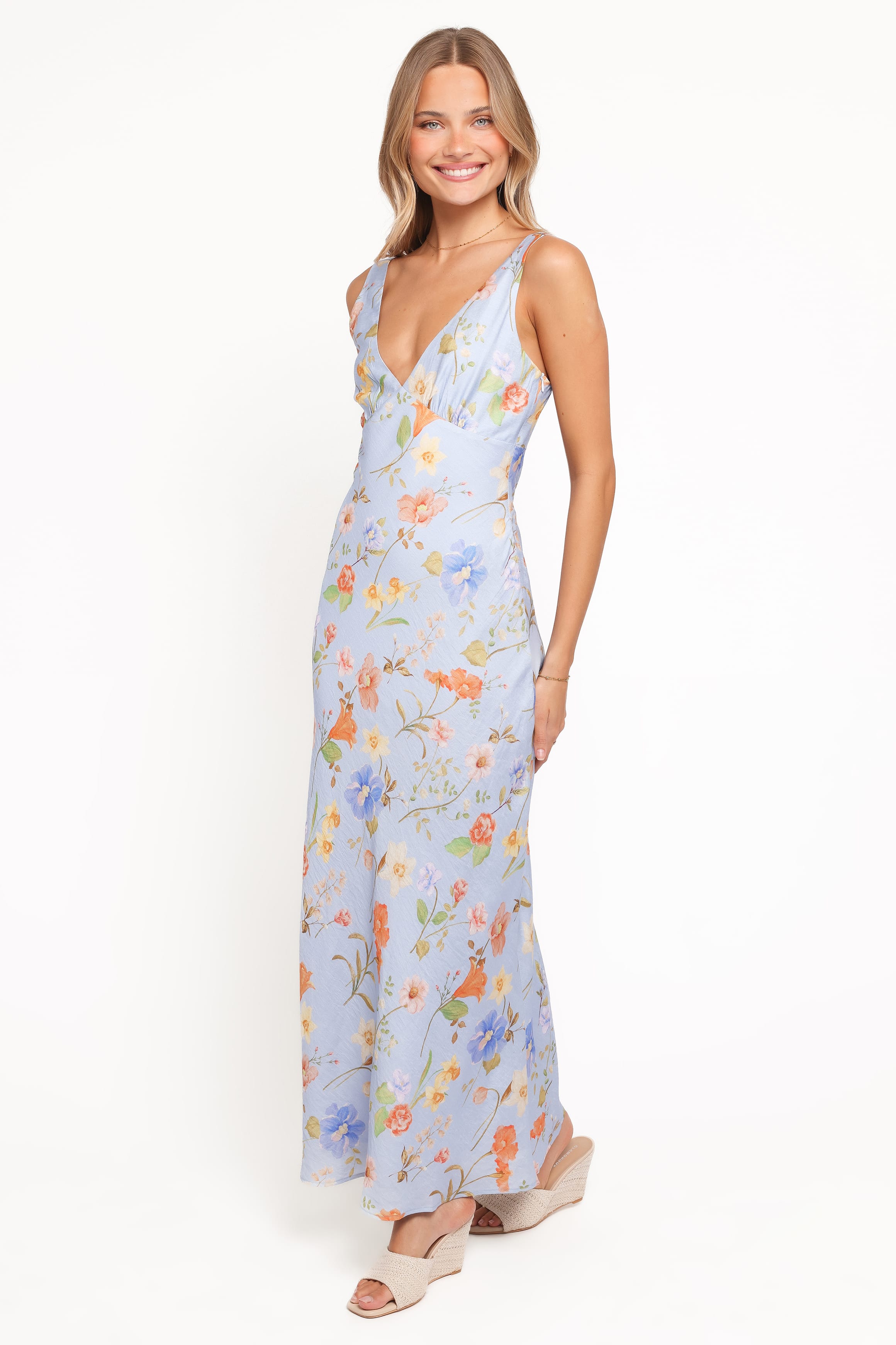 Lunaria Maxi Dress - Blue Floral
