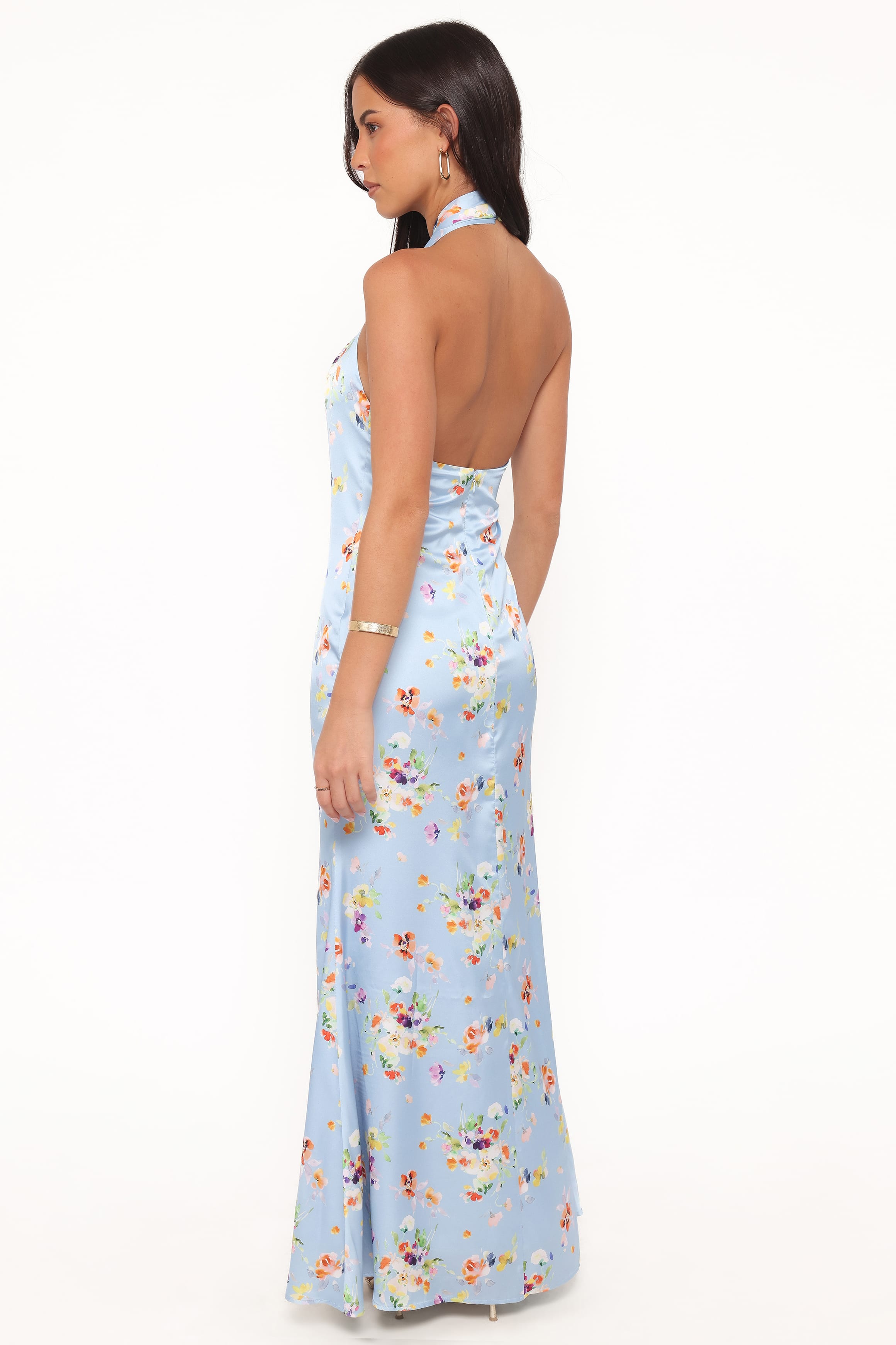 Mila Halterneck Maxi Dress - Cornflower Blue Floral