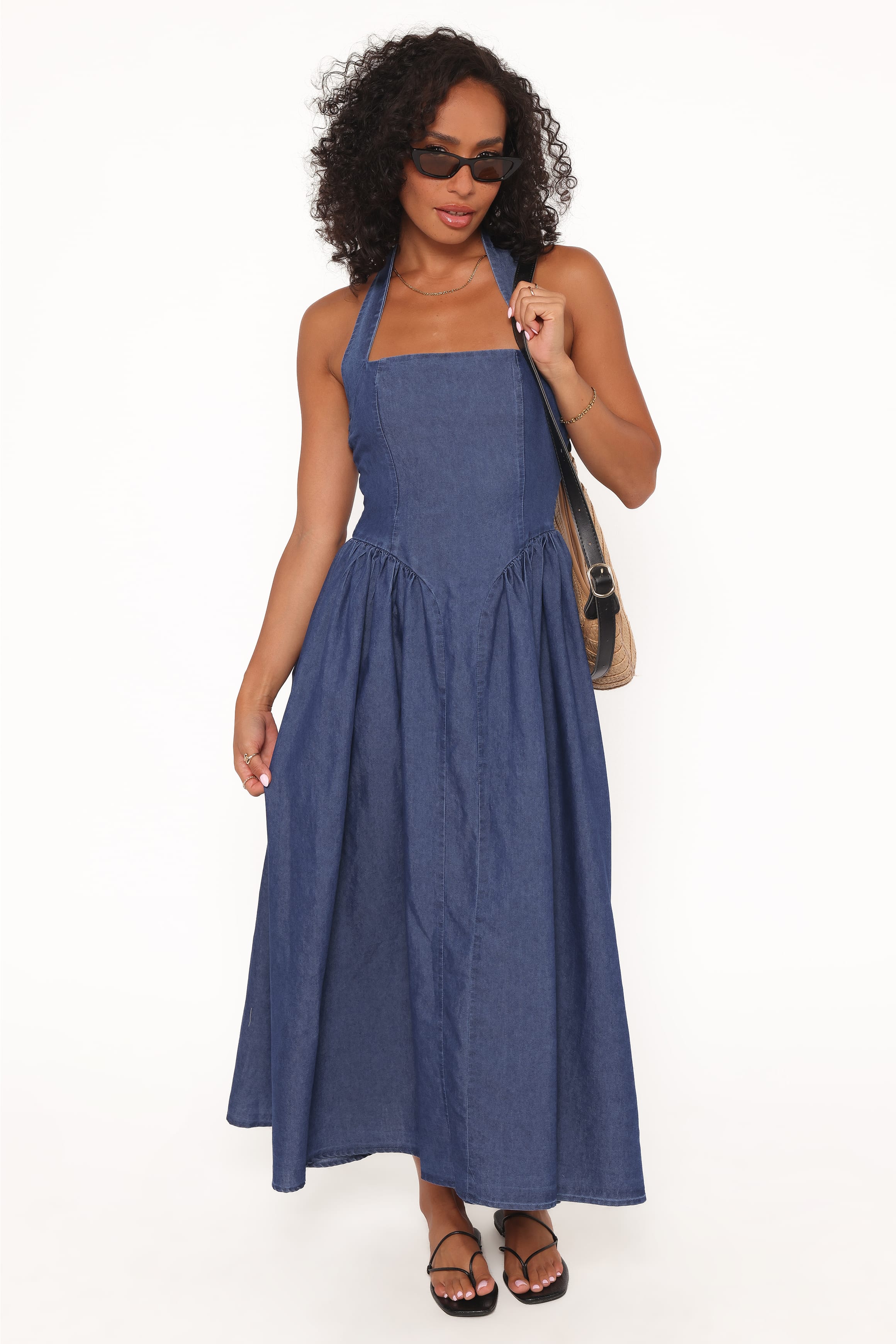 Milford Halterneck Midi Dress - Dark Denim