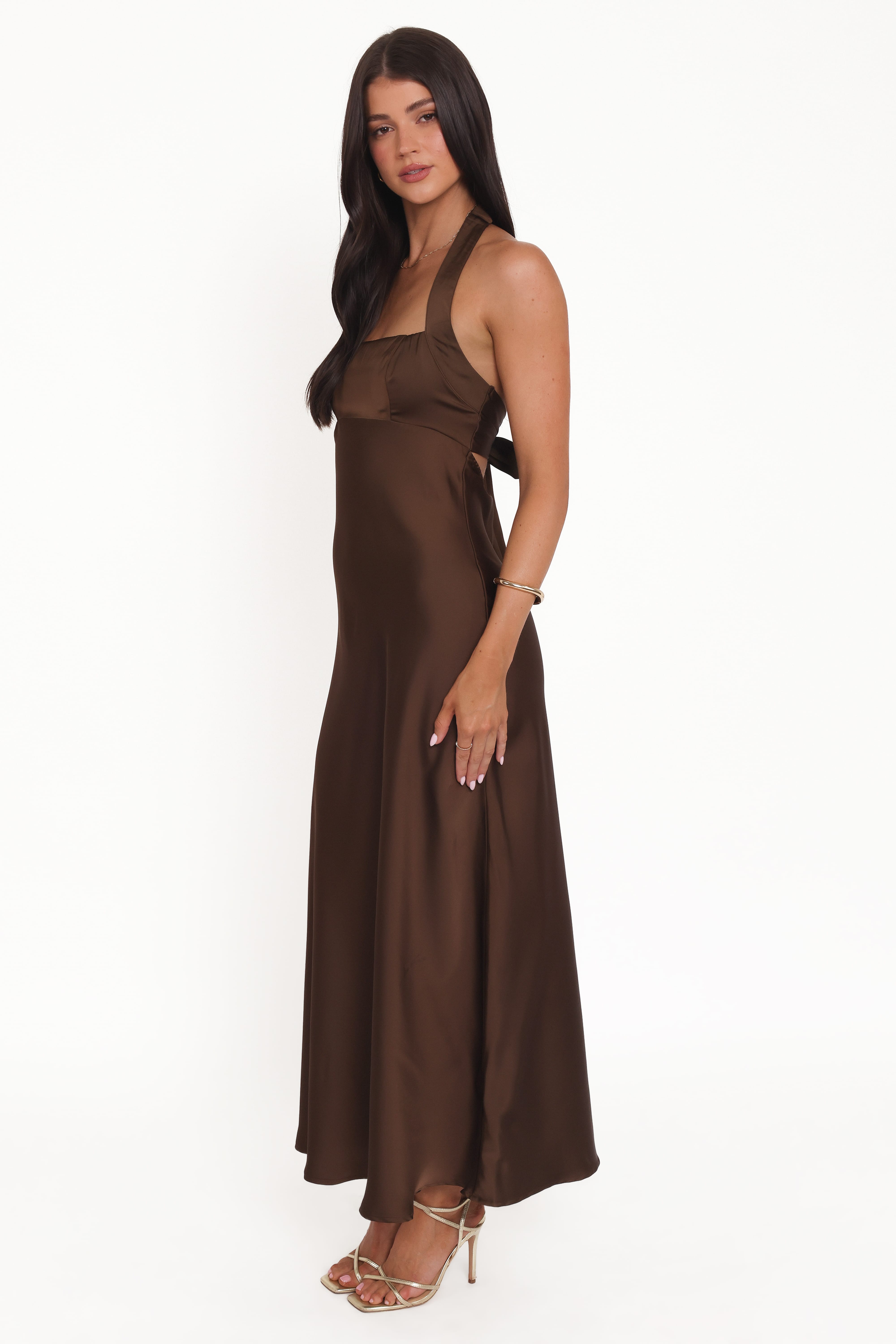 Nakita Halterneck Maxi Dress - Brown