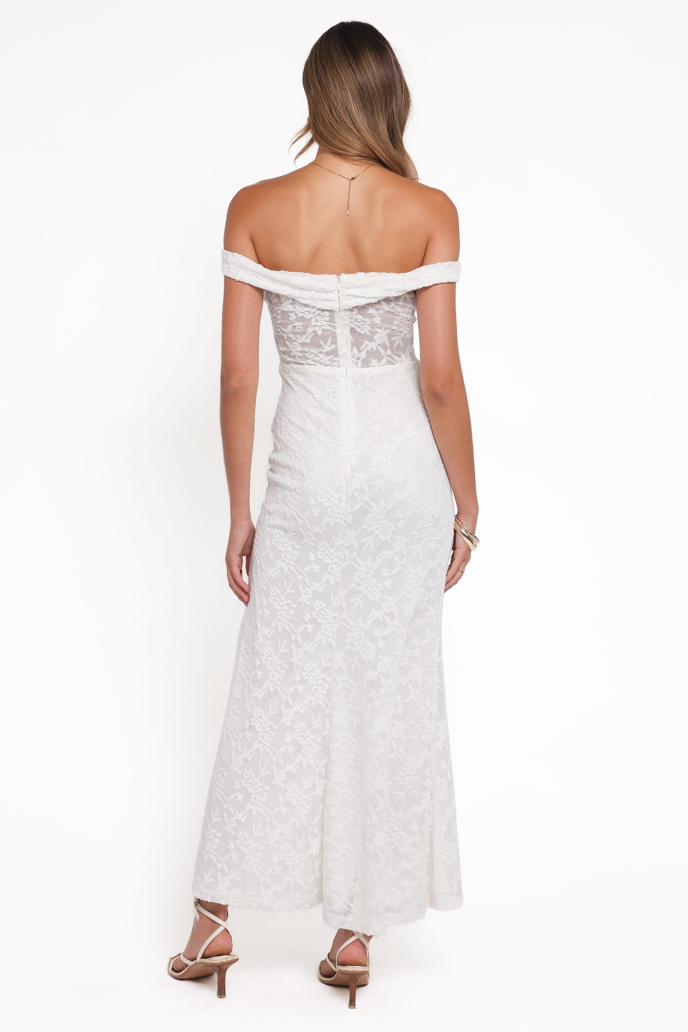 Pascha Off Shoulder Lace Maxi Dress - White