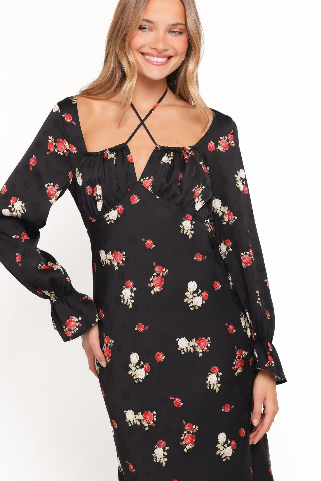Pauline Long Sleeve Maxi Dress - Black Floral