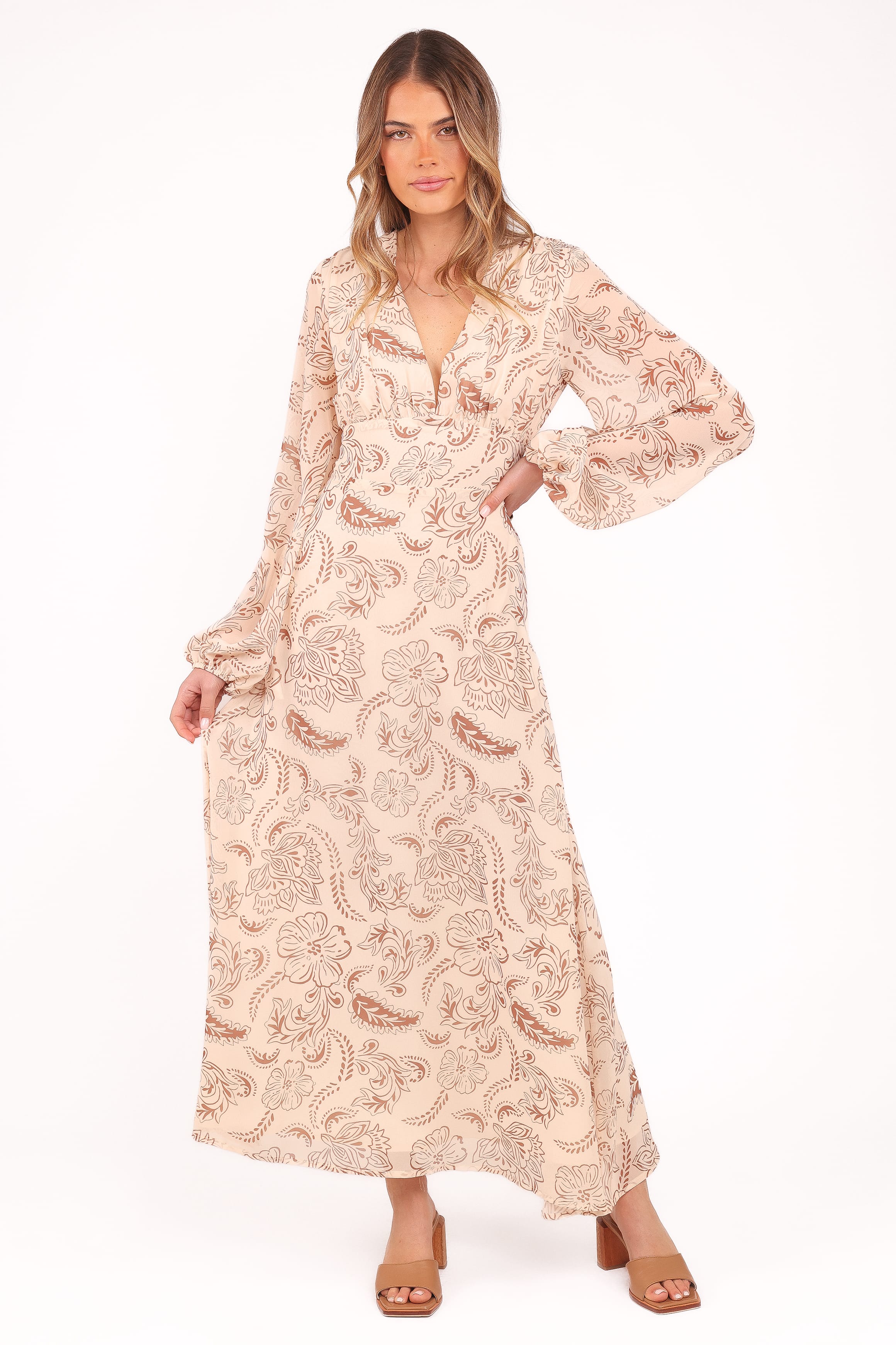 Riba Midi Dress - Brown Paisley