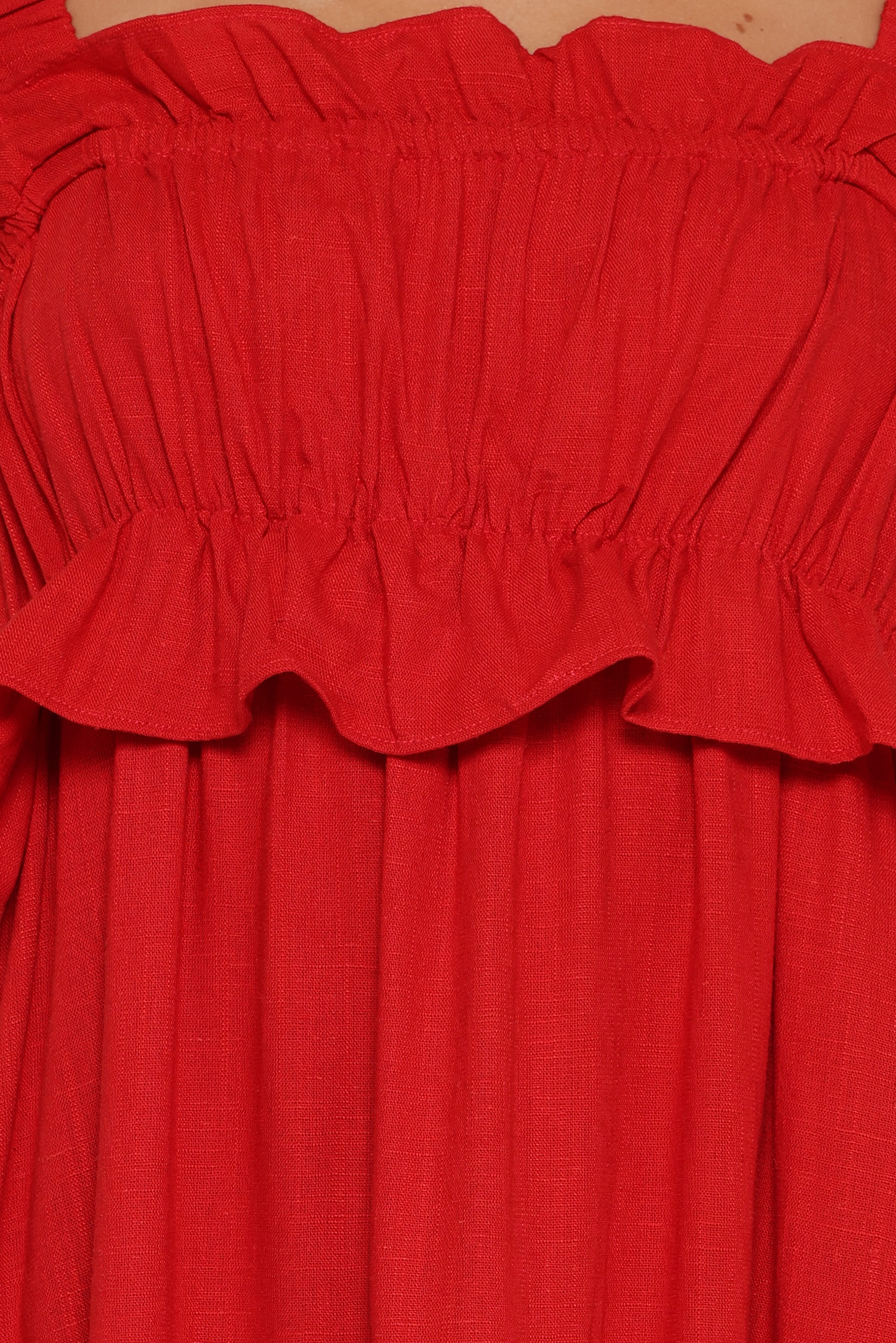 Ross Frill Strap Maxi Dress - Red