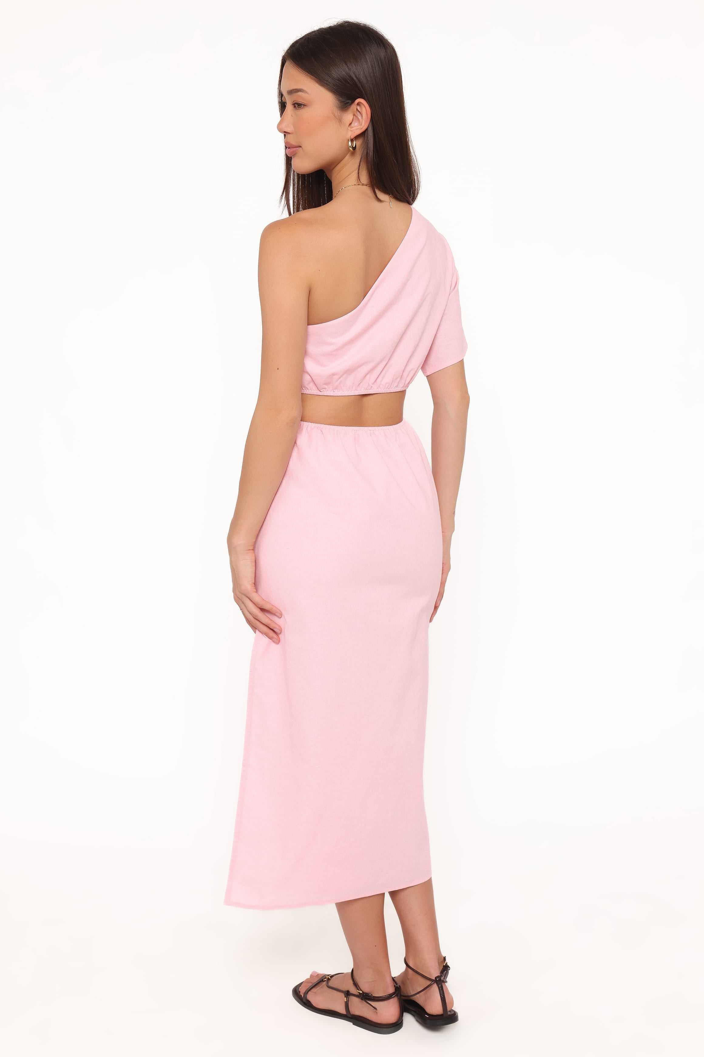 Samira One Shoulder Midi Dress - Pink